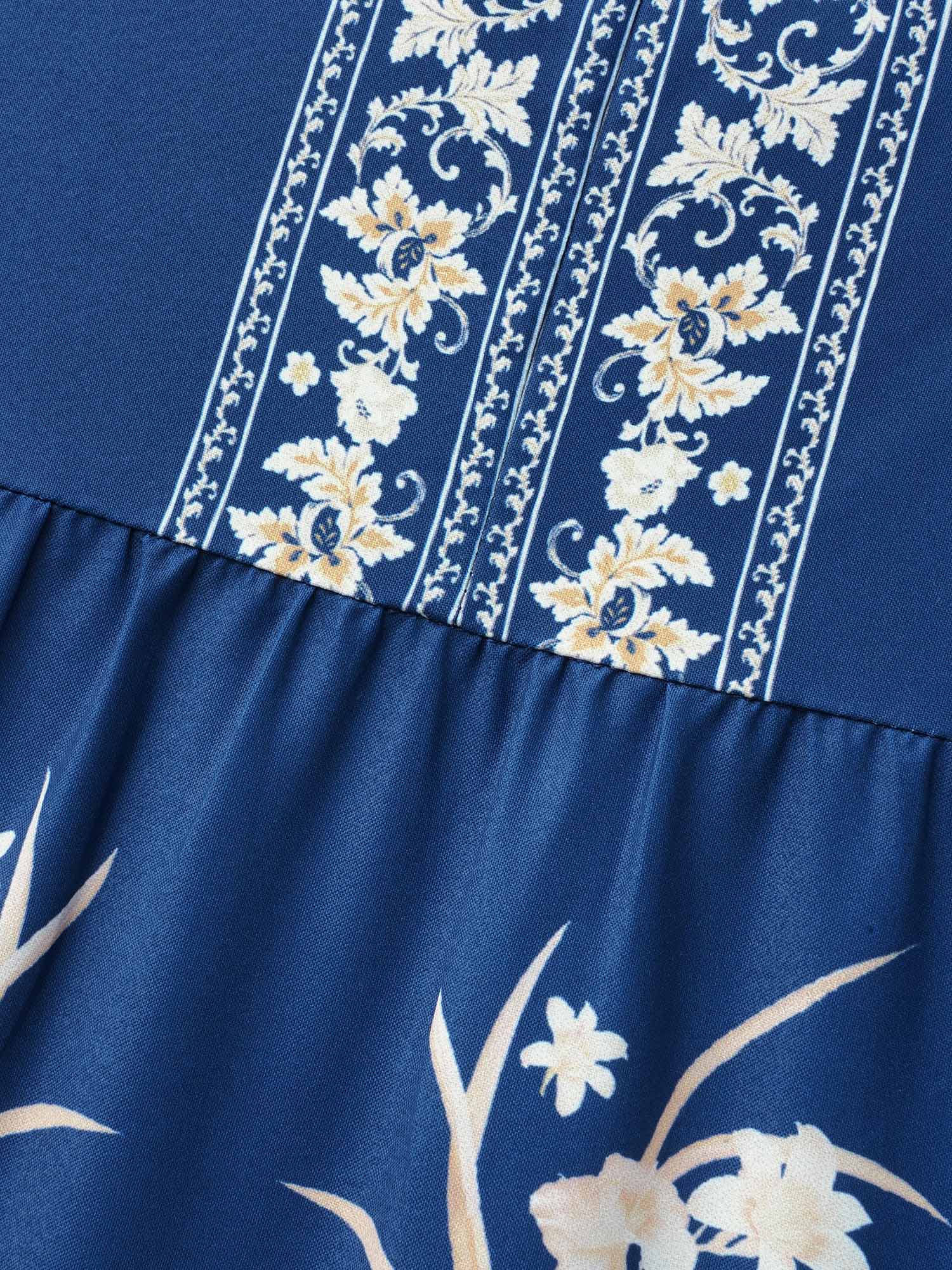Boho Print Elastic Waist Gathered Blouse - Image 6