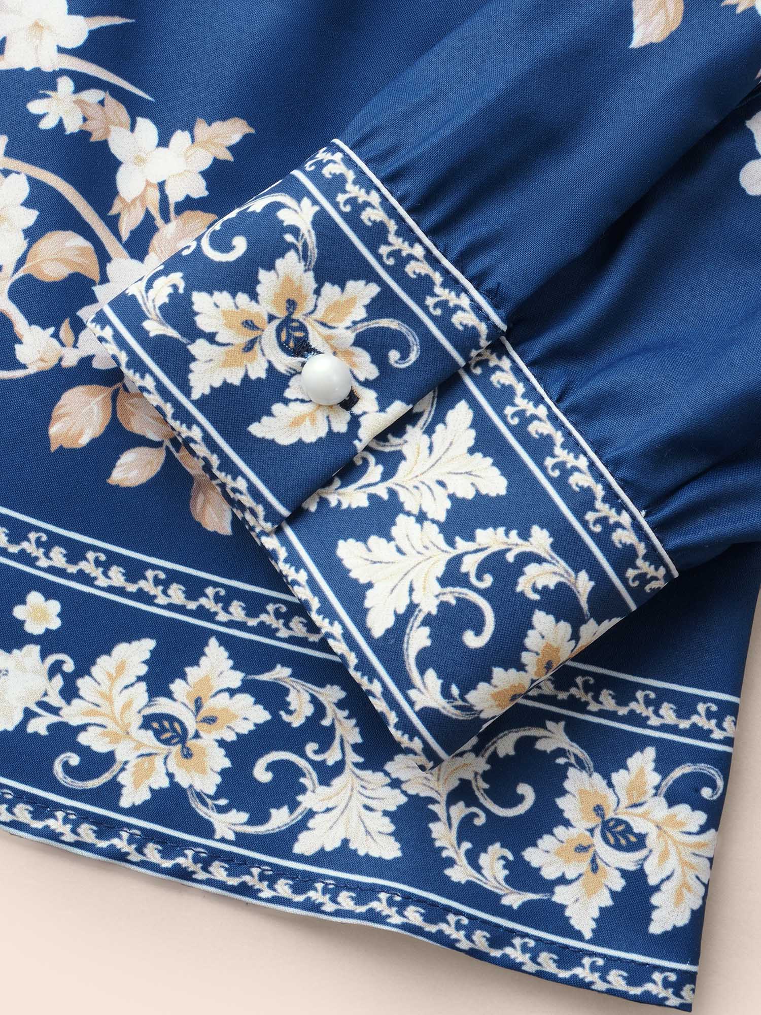 Boho Print Elastic Waist Gathered Blouse - Image 7