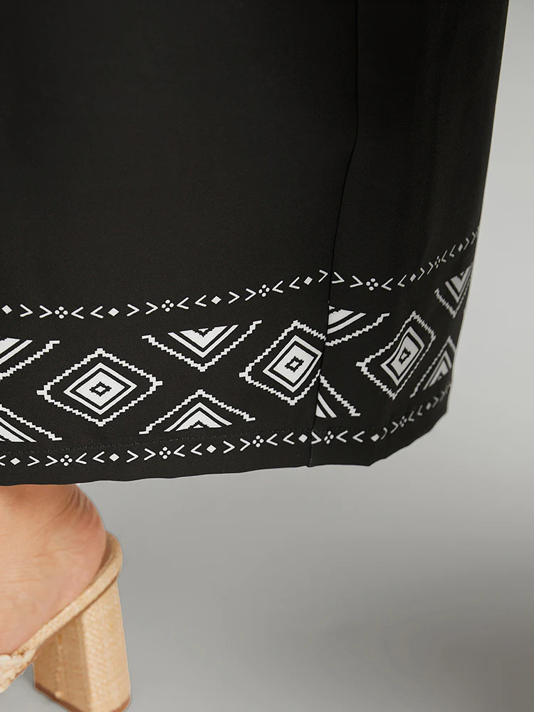 Boho Print Elastic Waist Straight Leg Pants - Image 6