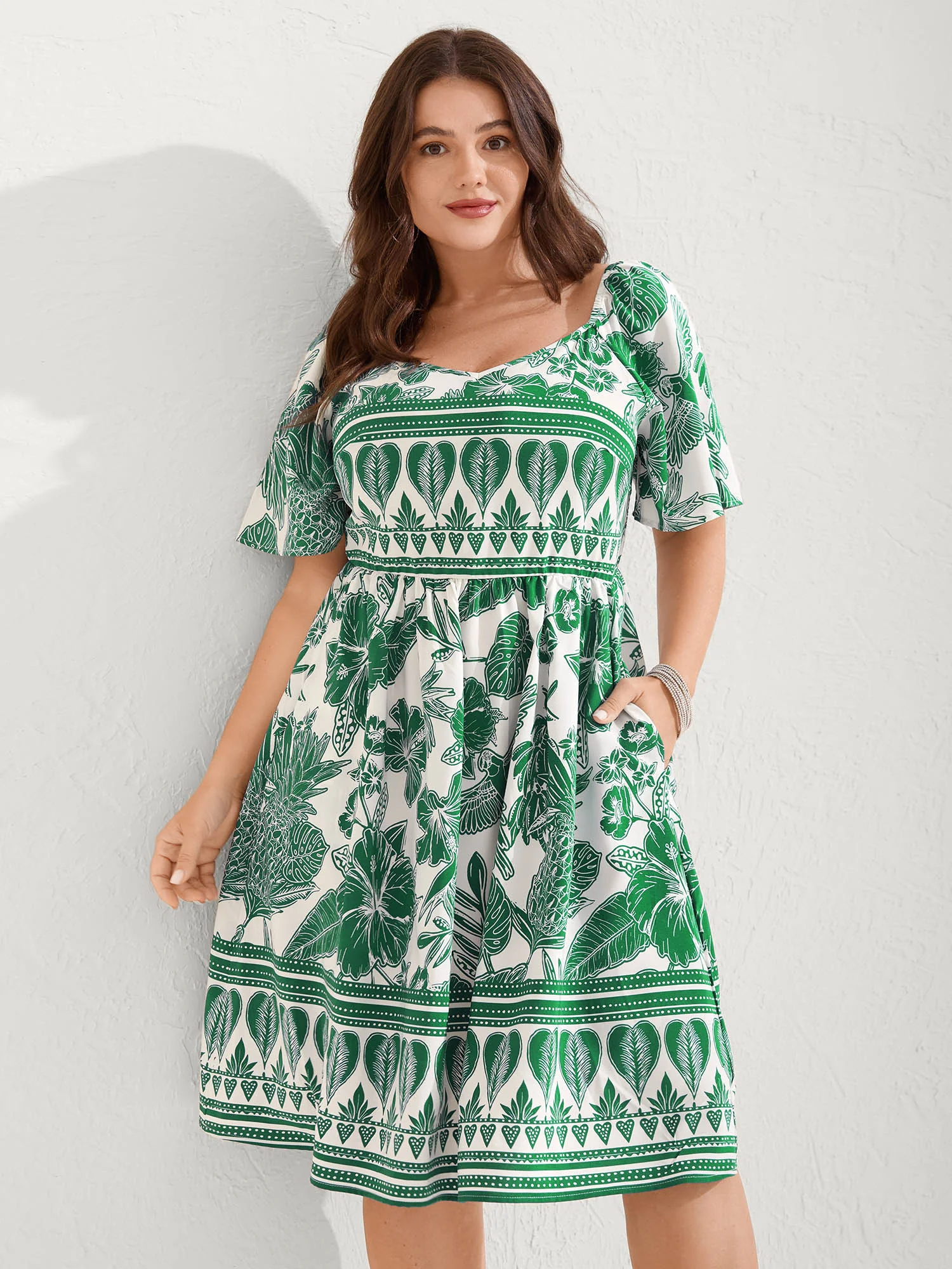 Boho Print Fit Flare Pockets Mini Dress - Image 12