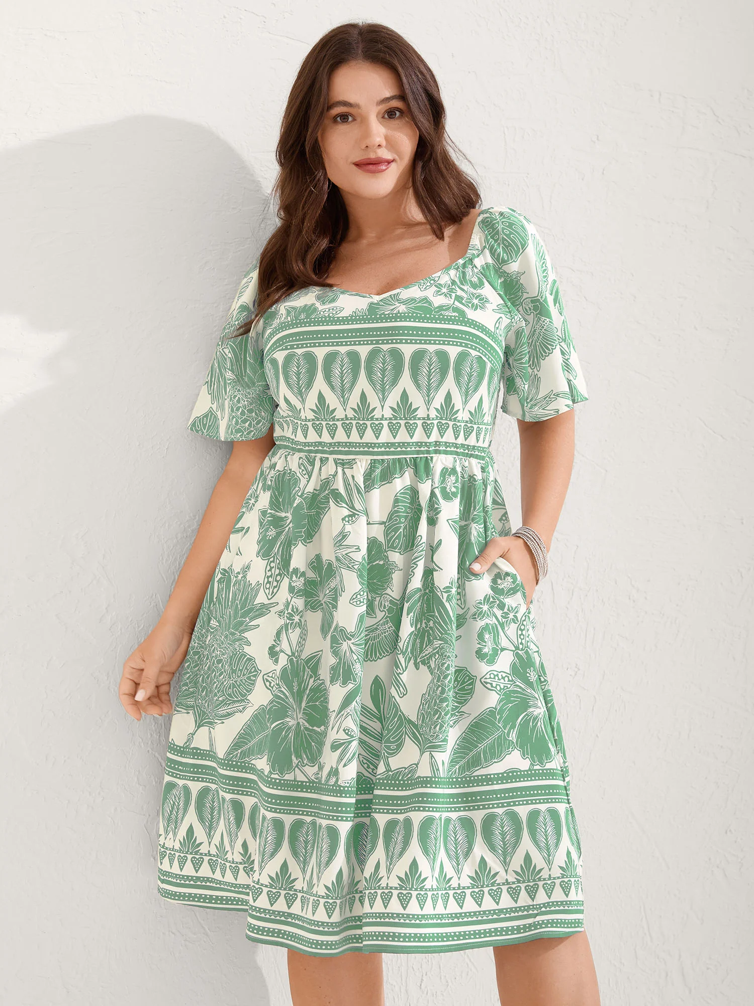 Boho Print Fit Flare Pockets Mini Dress - Image 16
