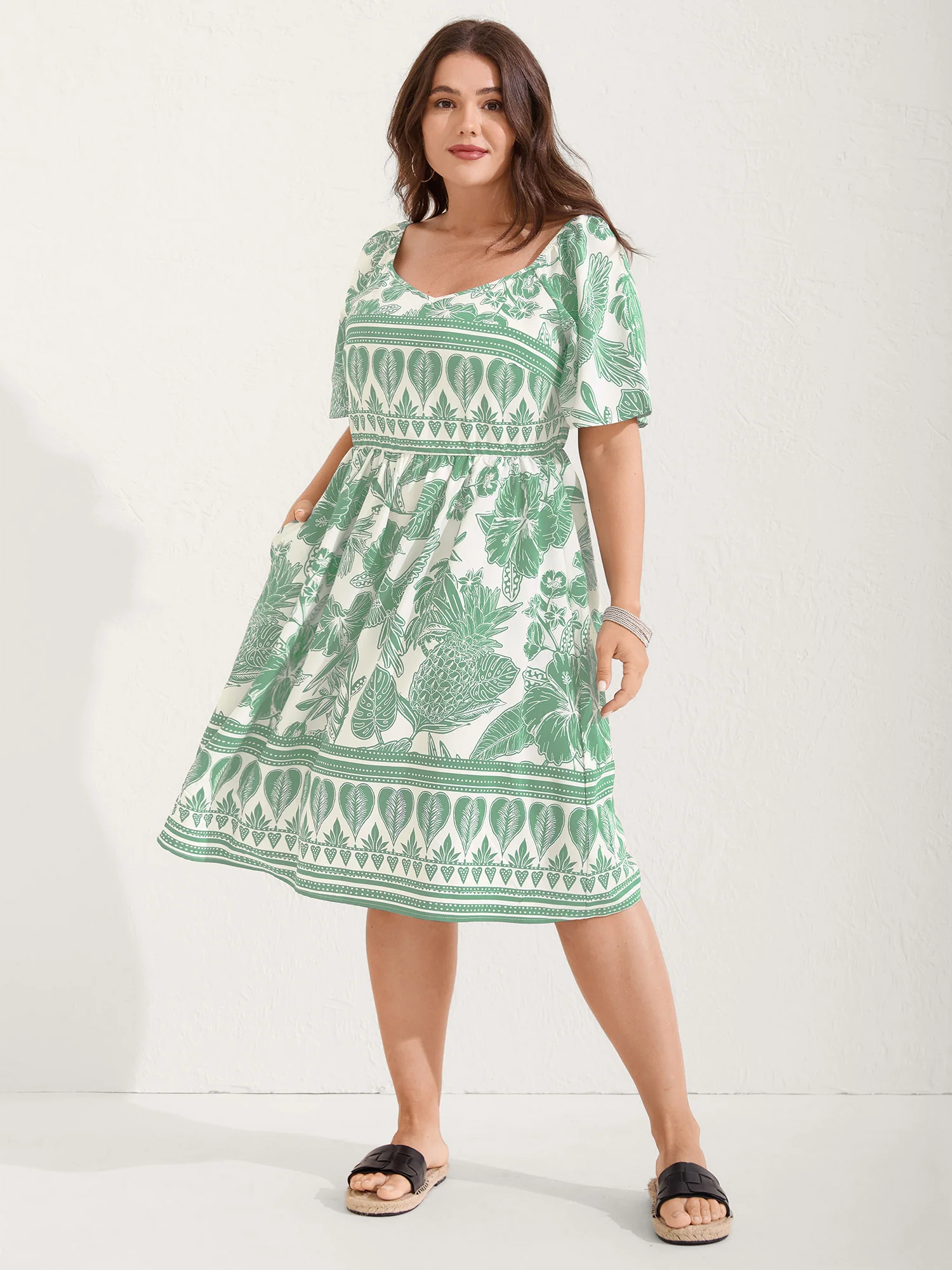 Boho Print Fit Flare Pockets Mini Dress - Image 18