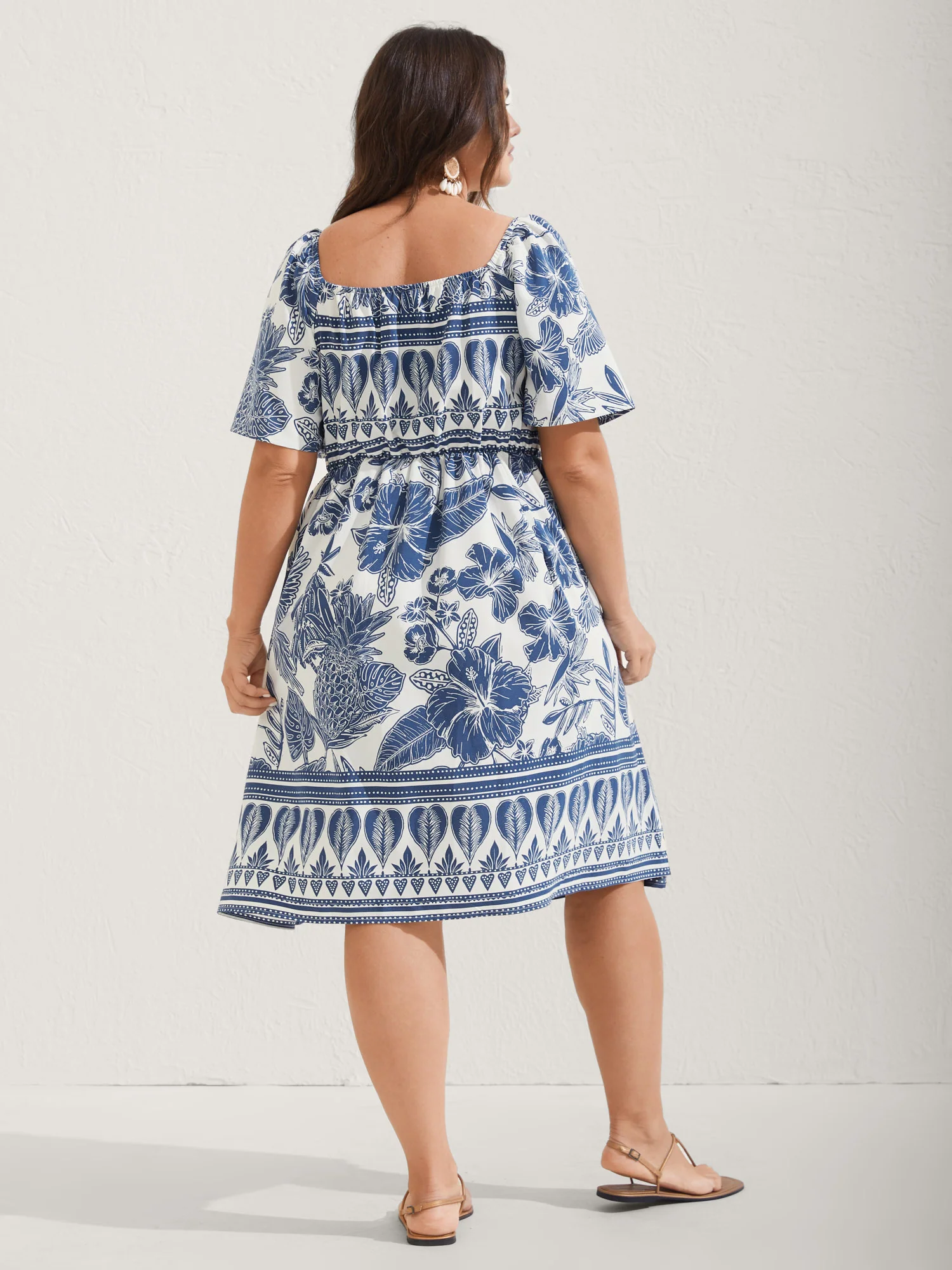 Boho Print Fit Flare Pockets Mini Dress - Image 4