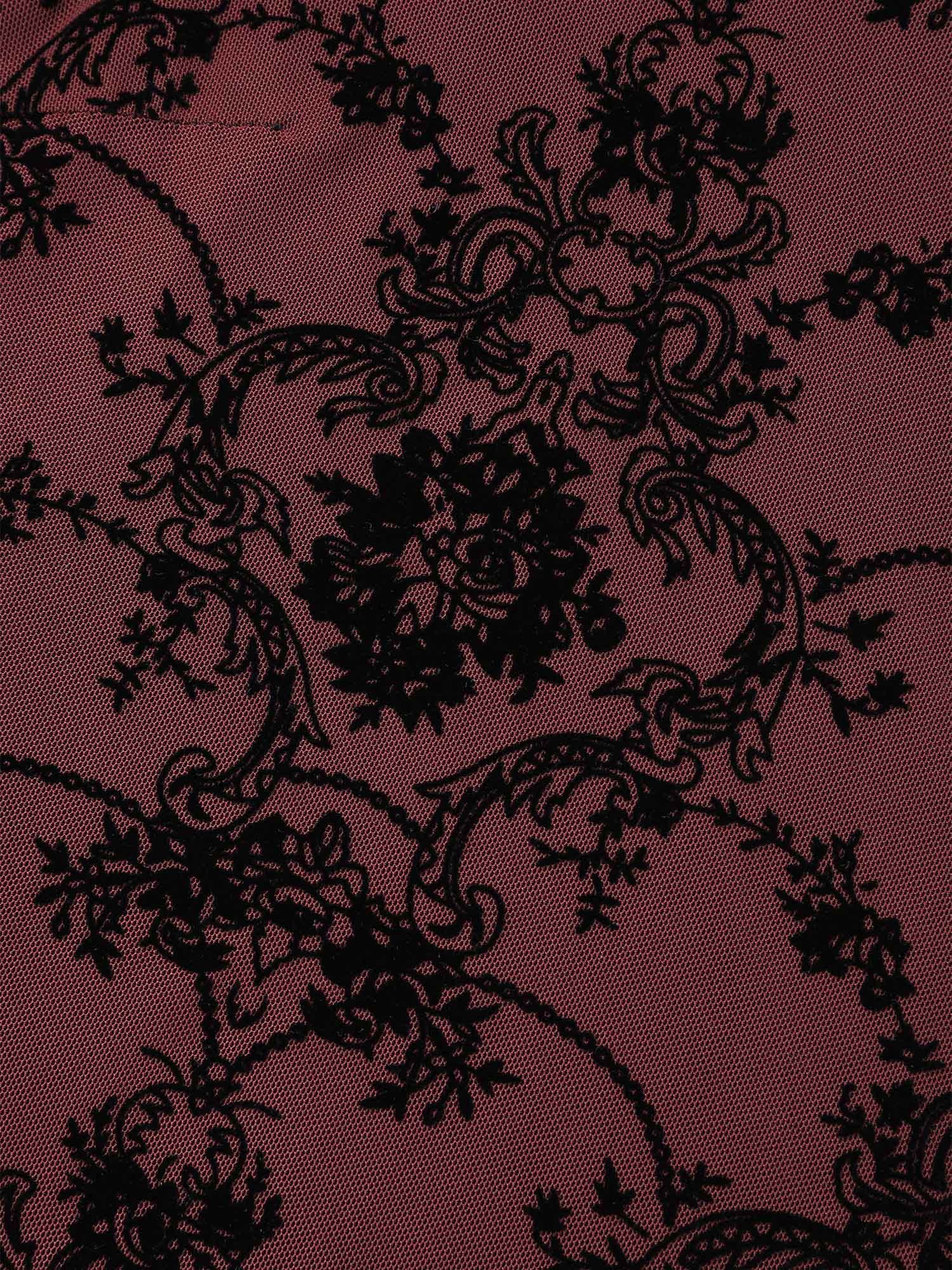 Boho Print Flocking Mesh Blouse - Image 5