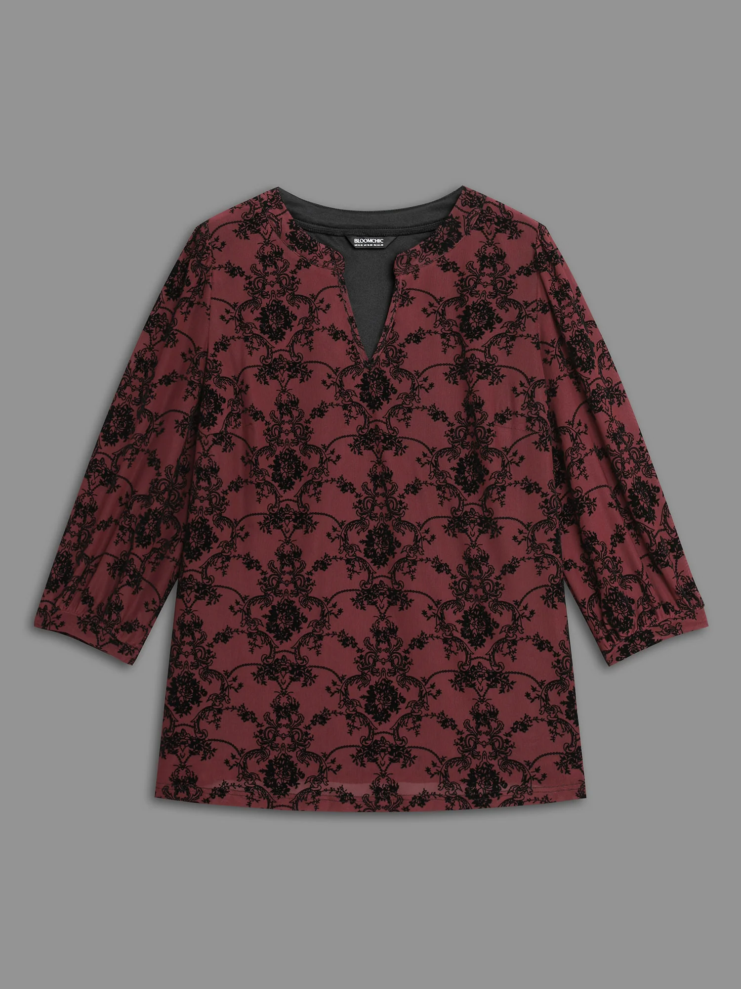 Boho Print Flocking Mesh Blouse - Image 7