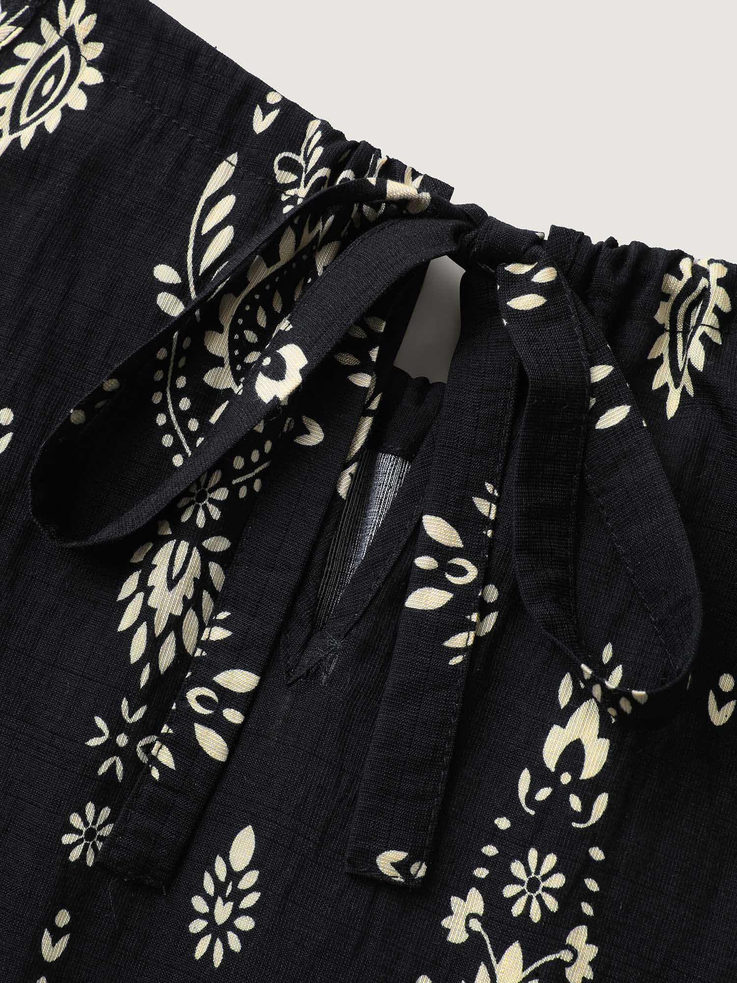 Boho Print Halter Neck Pockets Midi Dress - Image 5