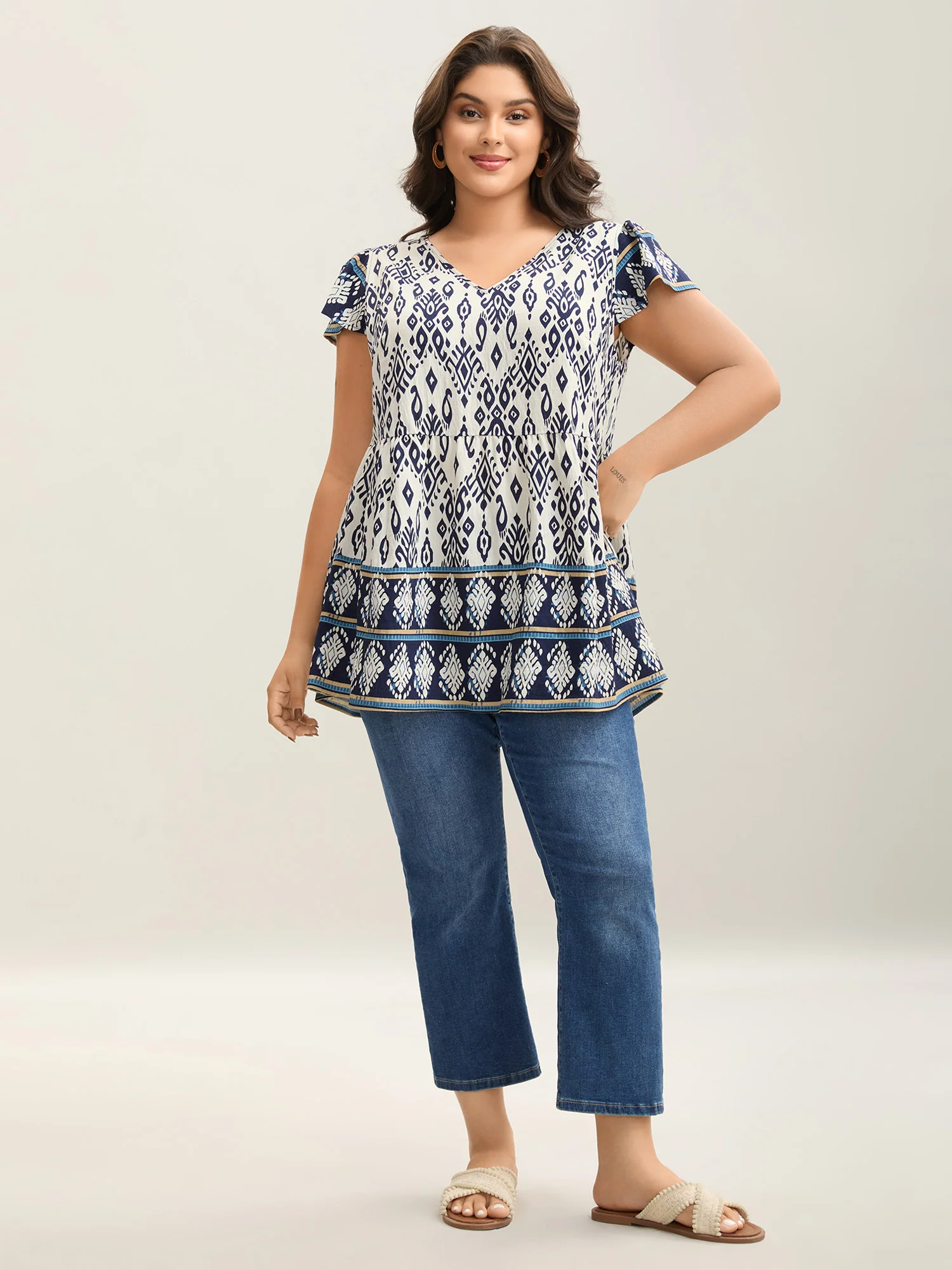 Boho Print High-Low Hem Shirt - Image 4