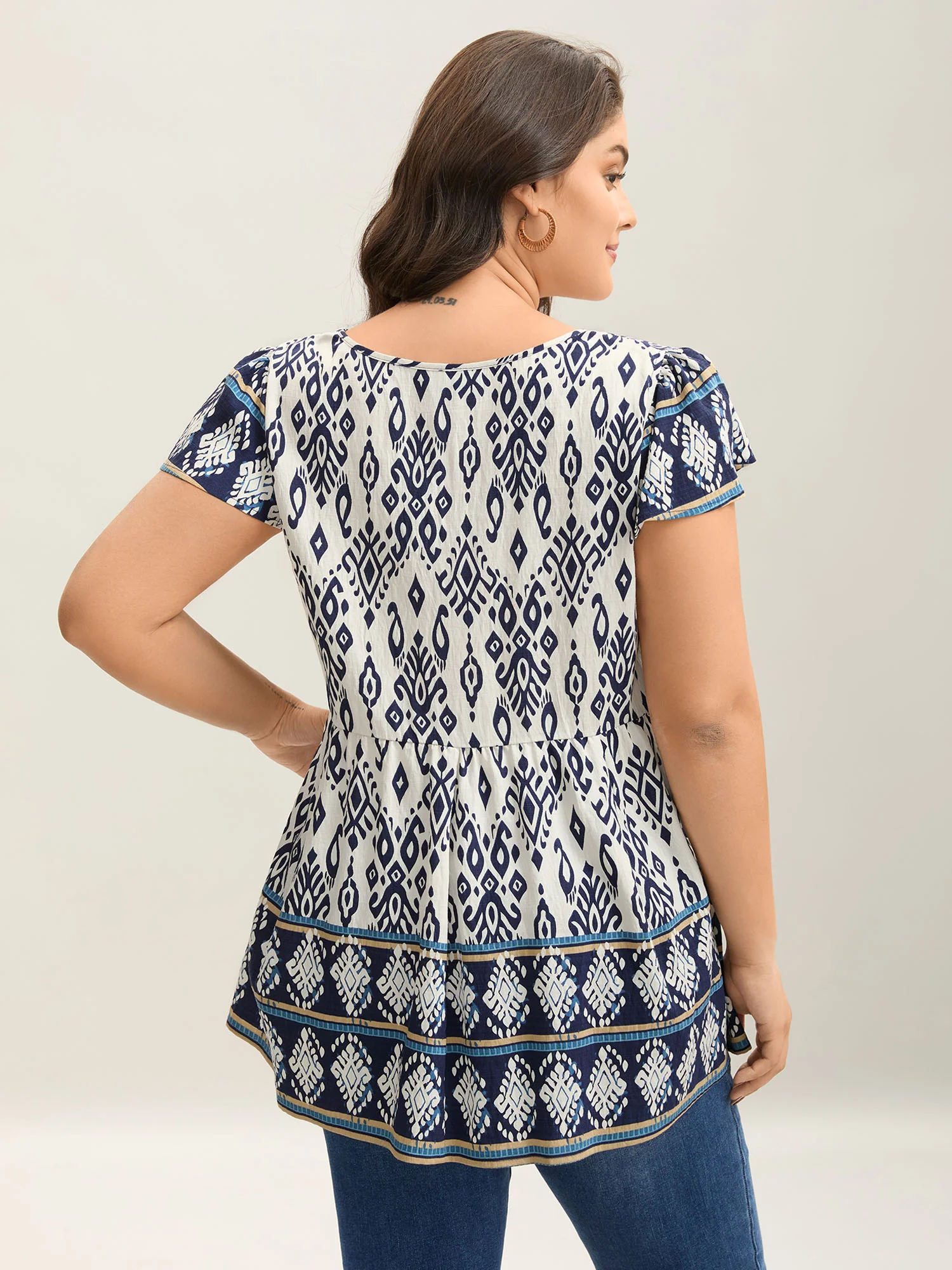 Boho Print High-Low Hem Shirt - Image 5
