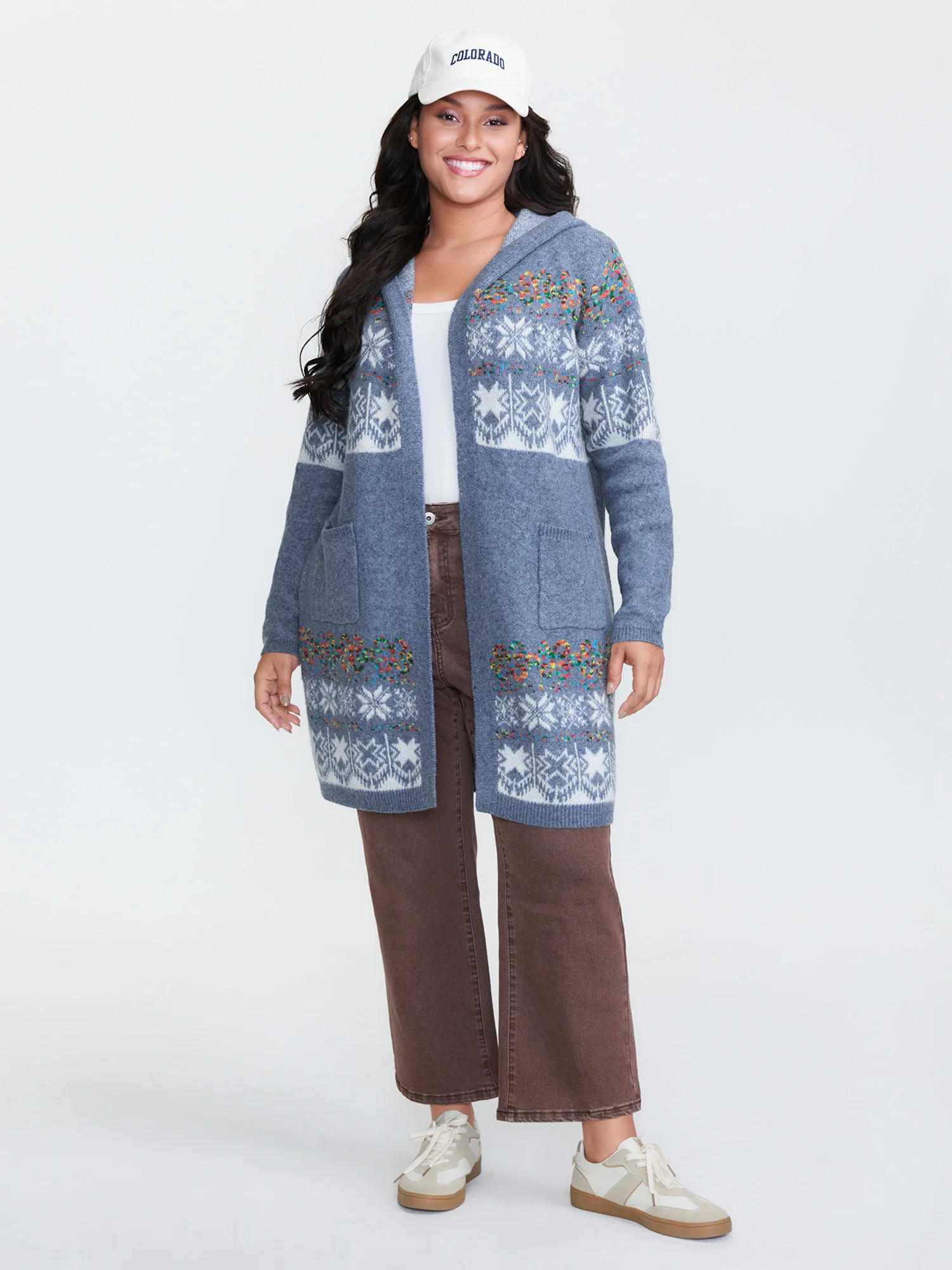 Boho Print Jacquard Hooded Knit Cardigan - Image 41