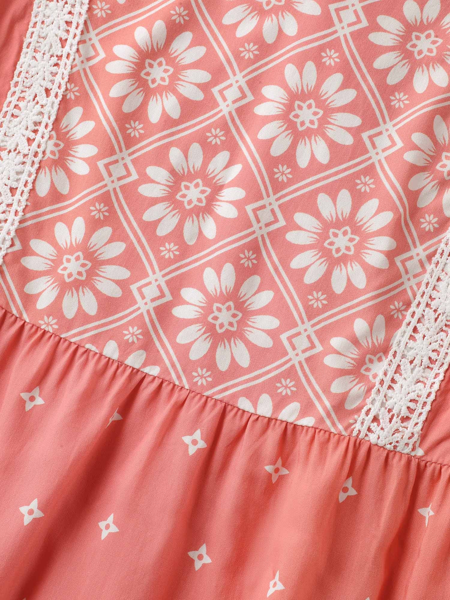 Boho Print Lace Babydoll Top - Image 5