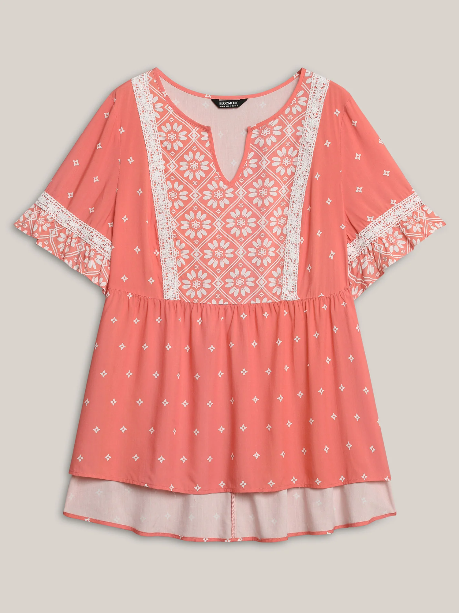 Boho Print Lace Babydoll Top - Image 7