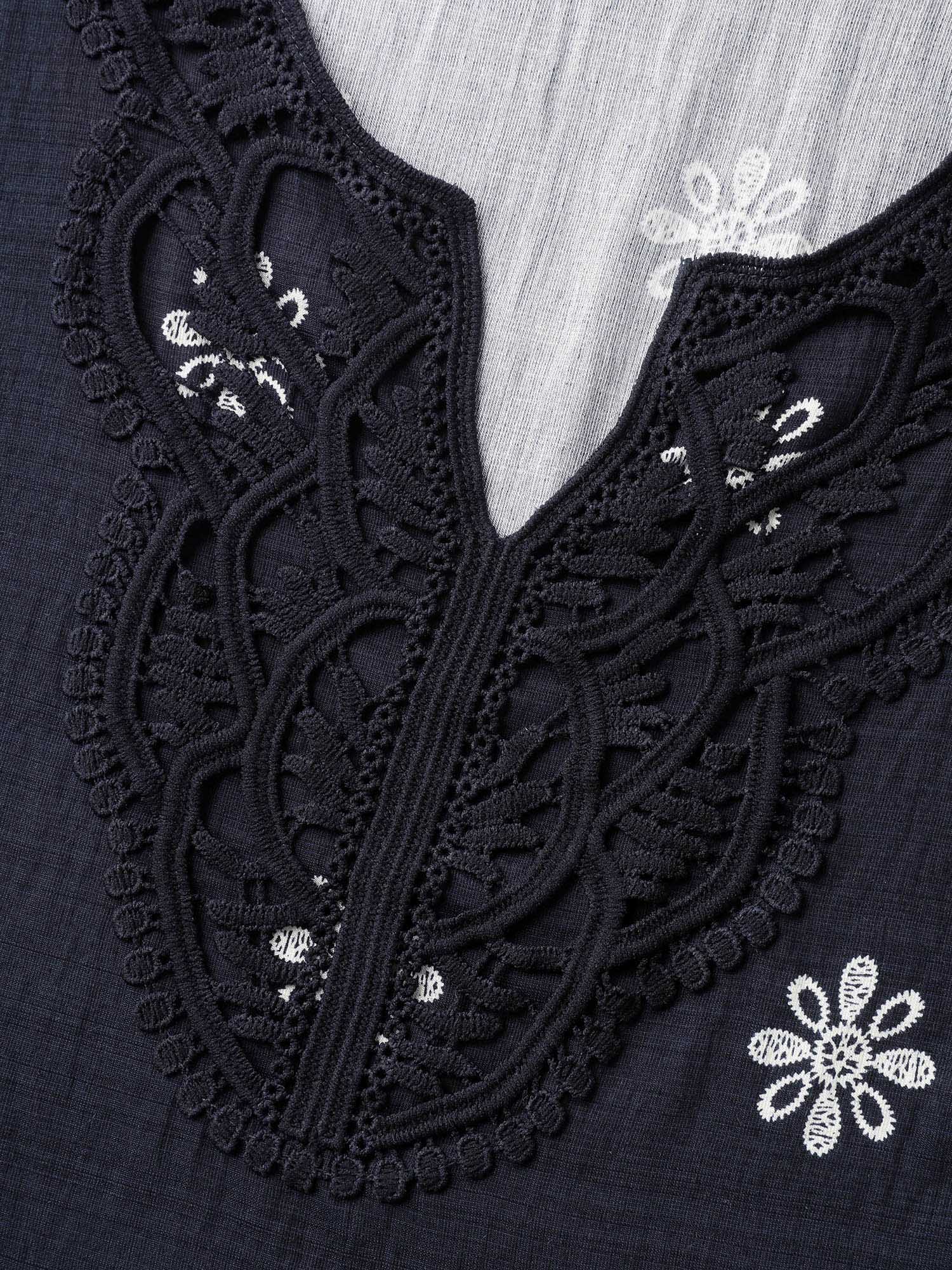 Boho Print Lace Neck Blouse - Image 5