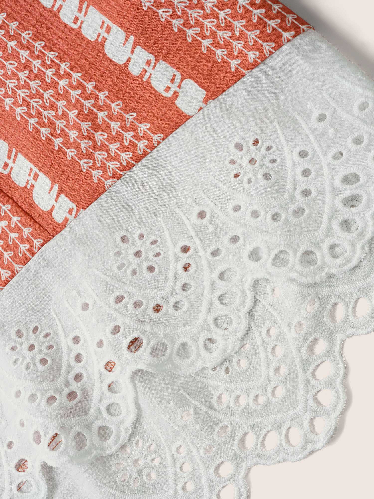 Boho Print Lace Panel Cap Sleeve Blouse - Image 7