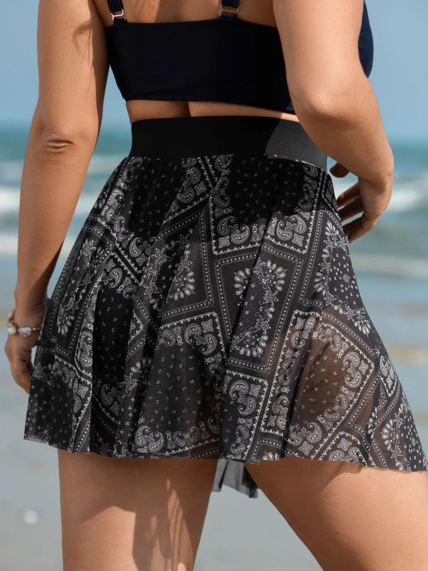 Boho Print Lace Trim Swim Bottoms - Image 4