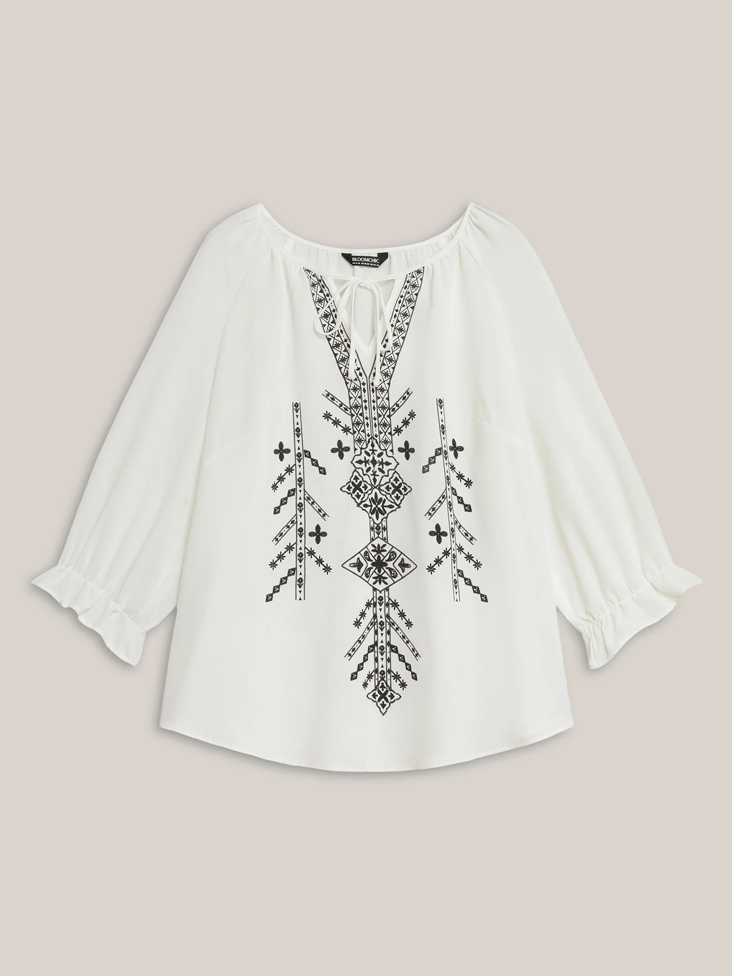 Boho Print Neck Tassels Shirt - Image 7