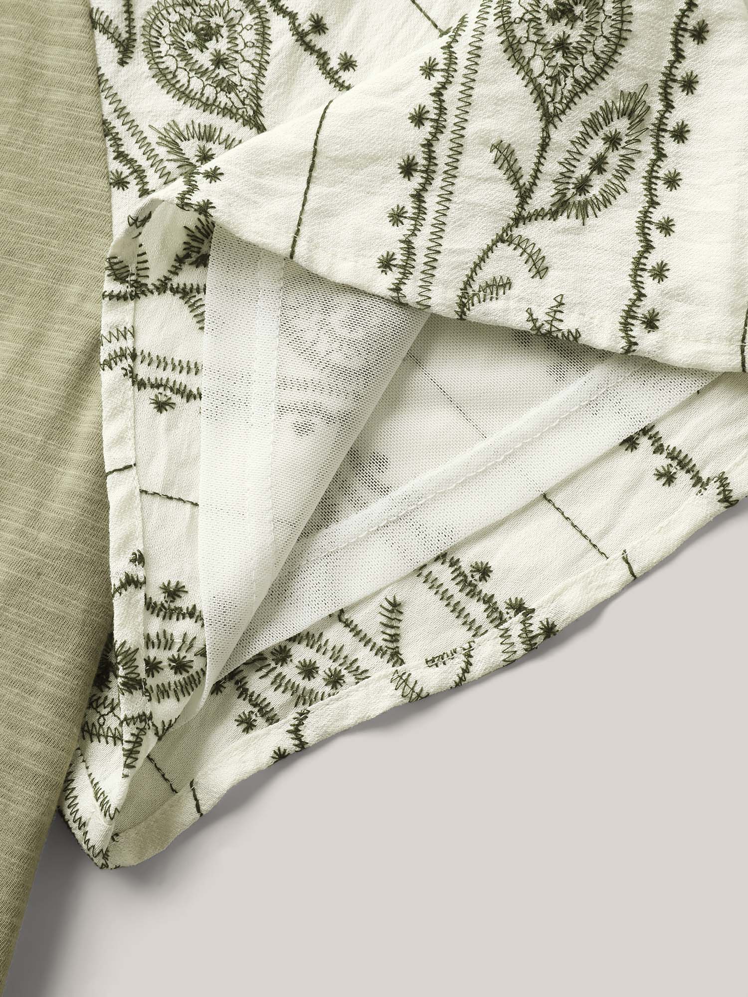 Boho Print Neck Tie Plain Top - Image 6