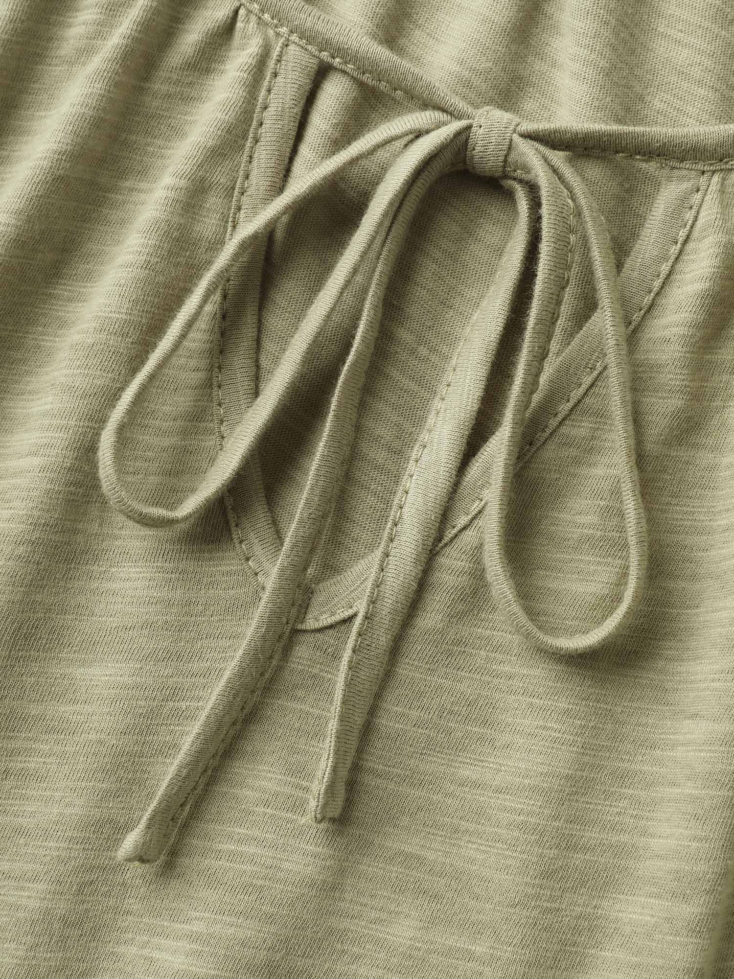Boho Print Neck Tie Plain Top - Image 7