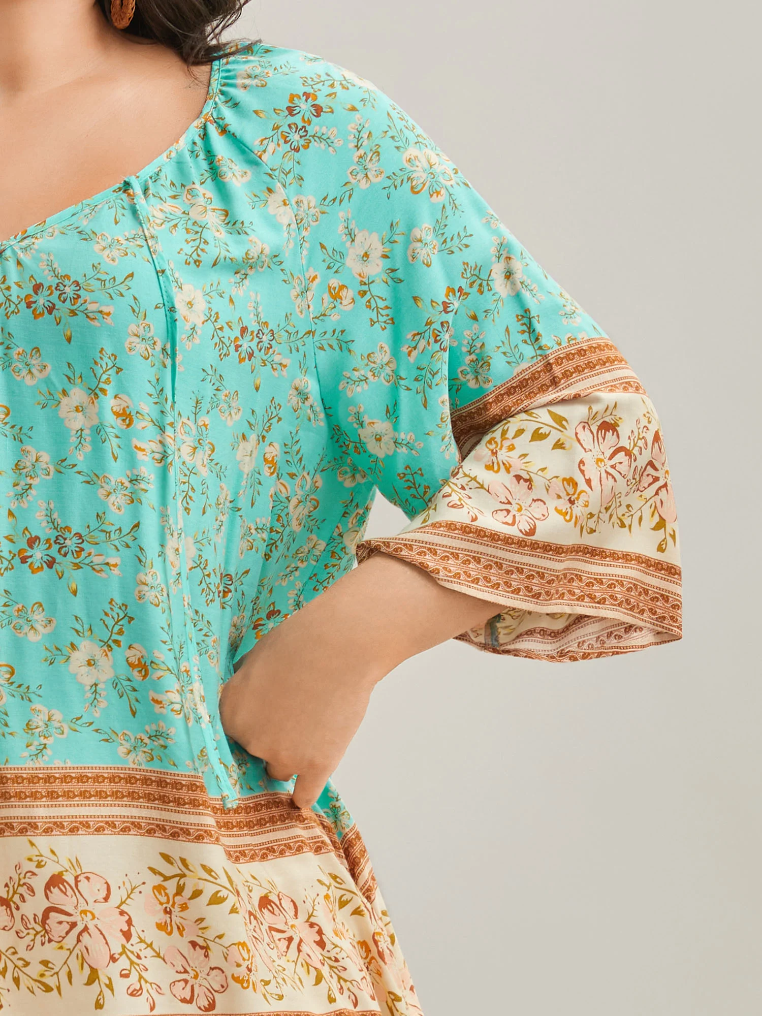 Boho Print Neck Ties Relaxed Fit Shirt - Image 2