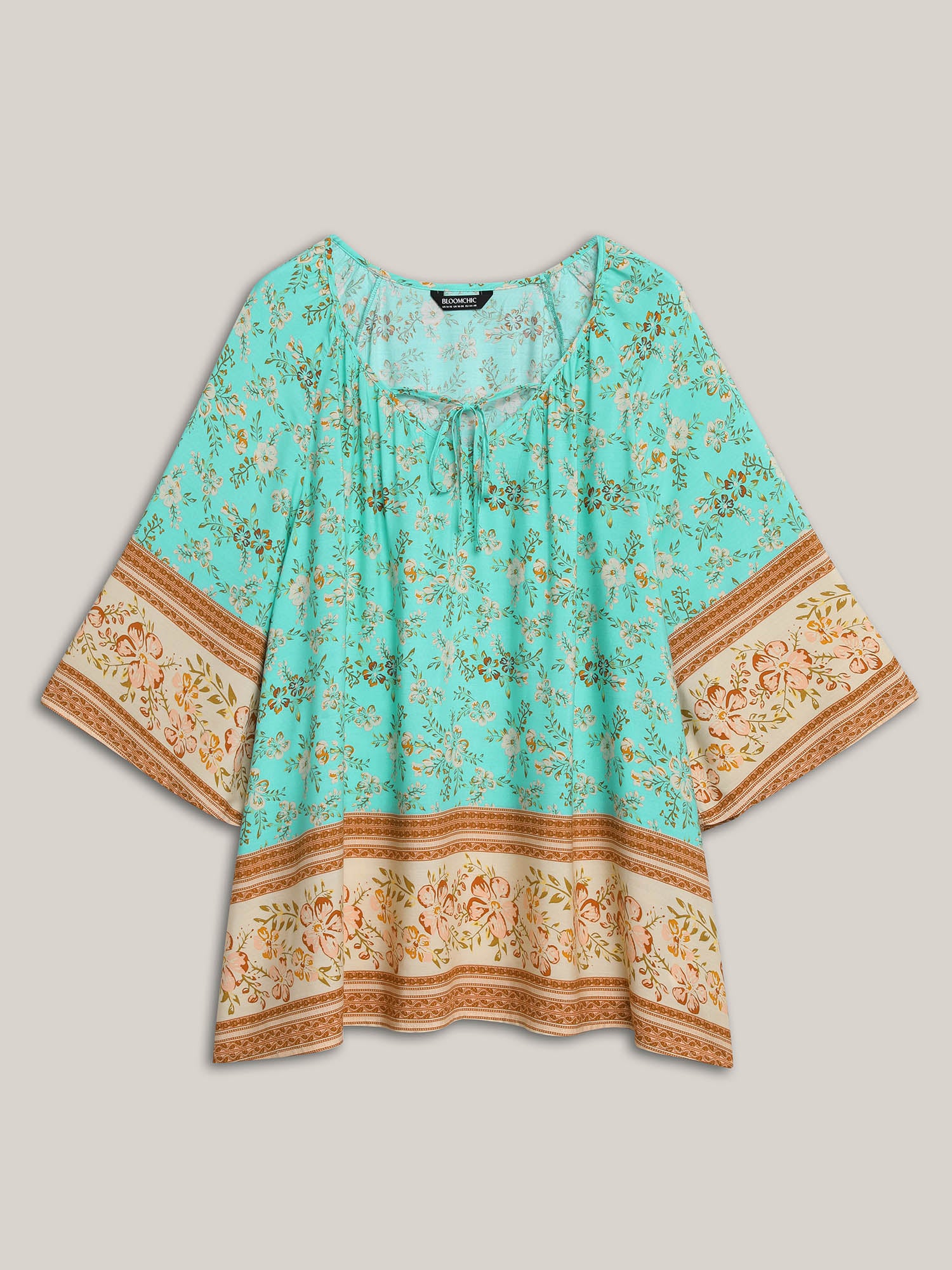 Boho Print Neck Ties Relaxed Fit Shirt - Image 7