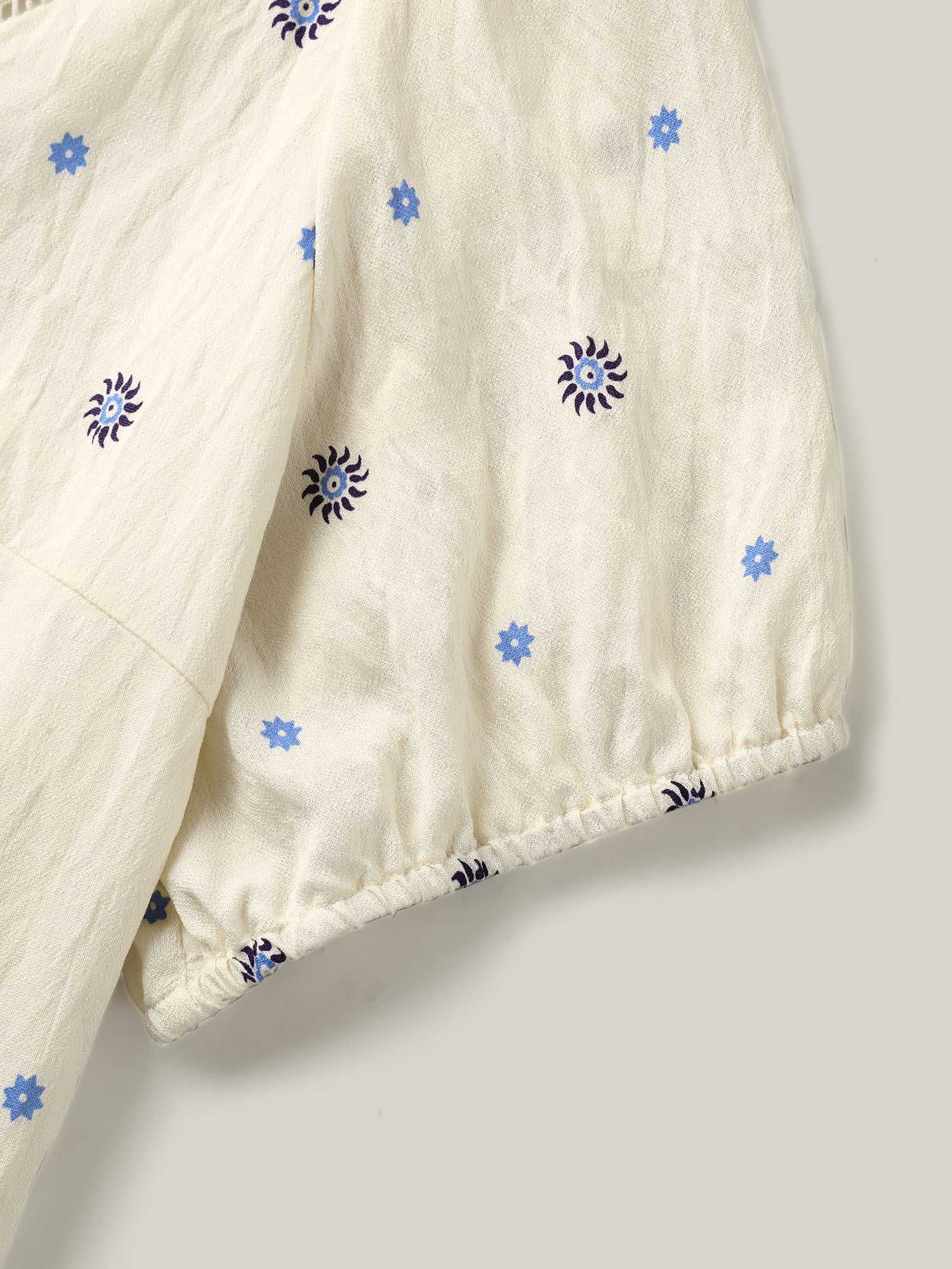 Boho Print Notched Collar Blouse - Image 7