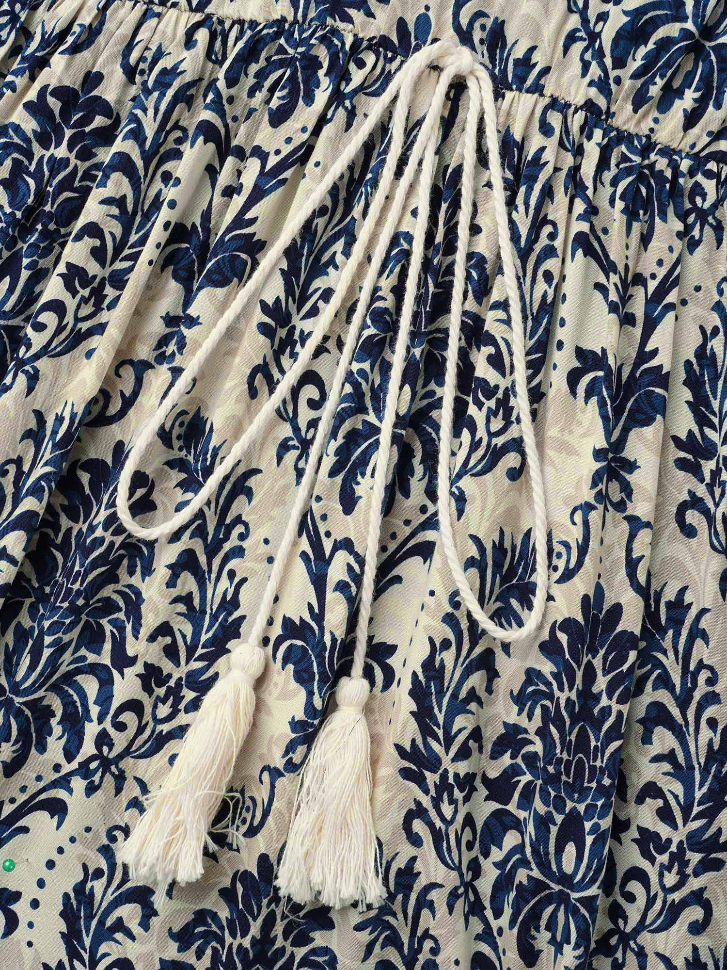 Boho Print Notched Tie Knot Maxi Dress - Image 7
