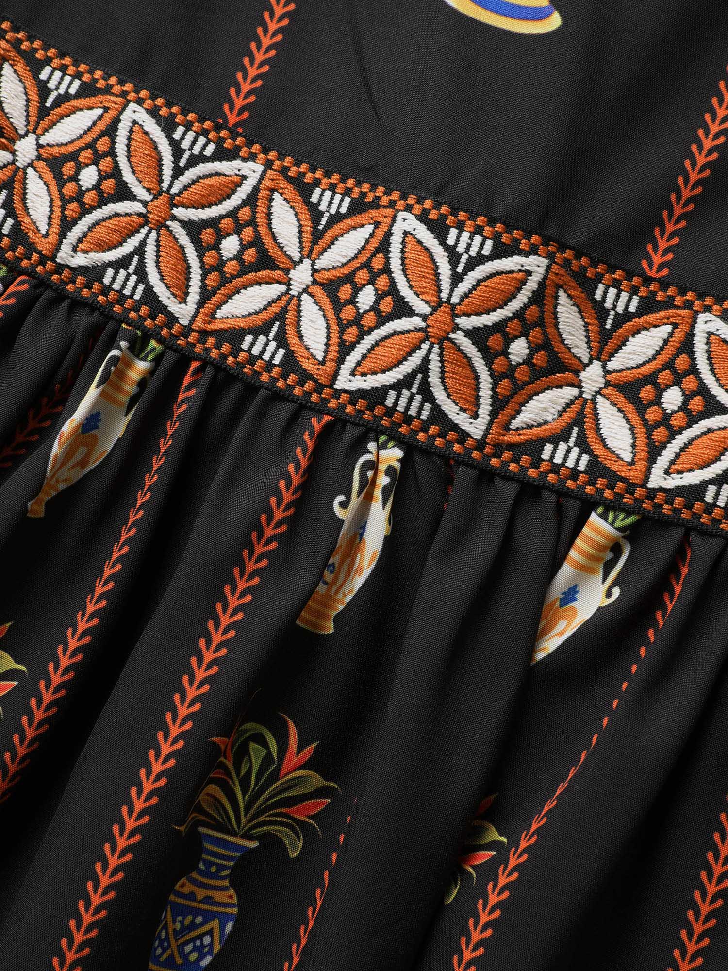 Boho Print Off Shoulder Woven Ribbon Dress - Image 5