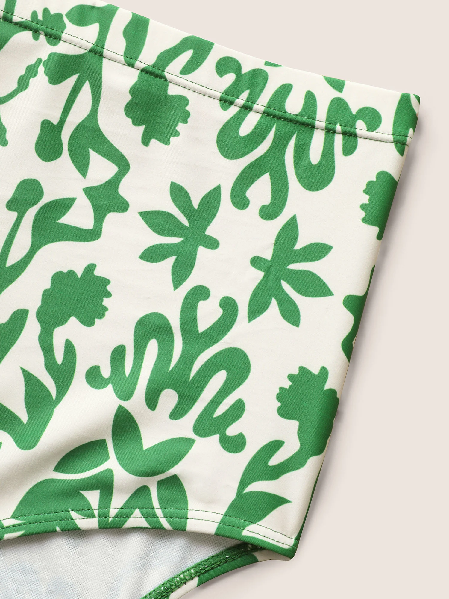 Boho Print Overlap Collar Gathered Swim Dress - Image 7