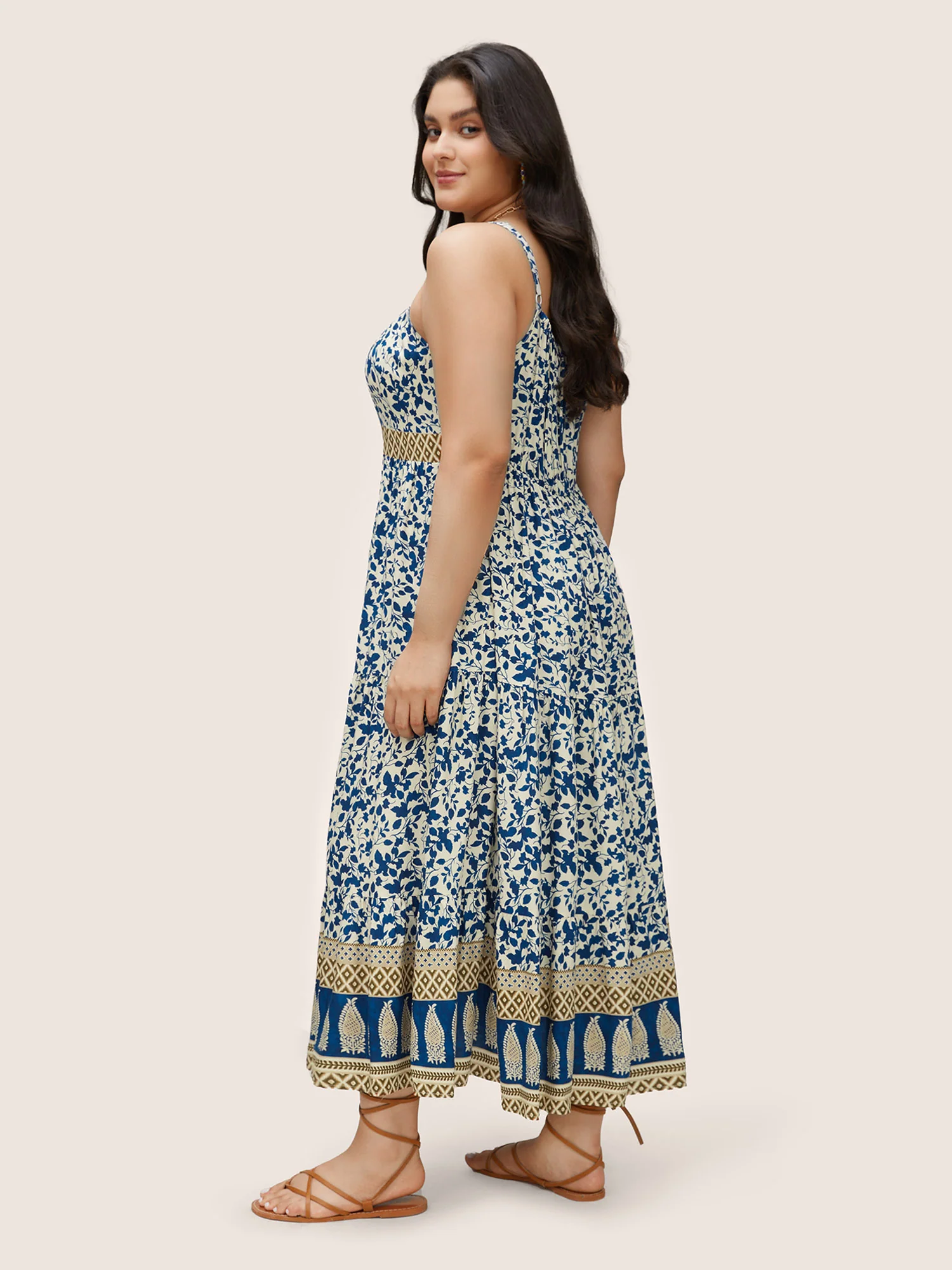 Boho Print Patchwork Adjustable Straps Cami Dress - Image 3