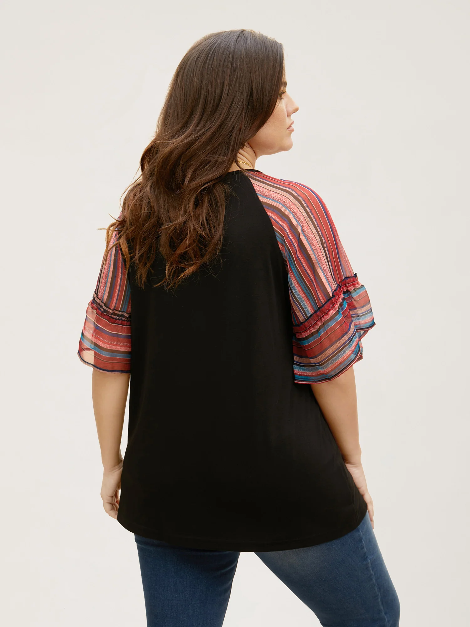 Boho Print Patchwork Raglan Sleeve T-shirt - Image 3