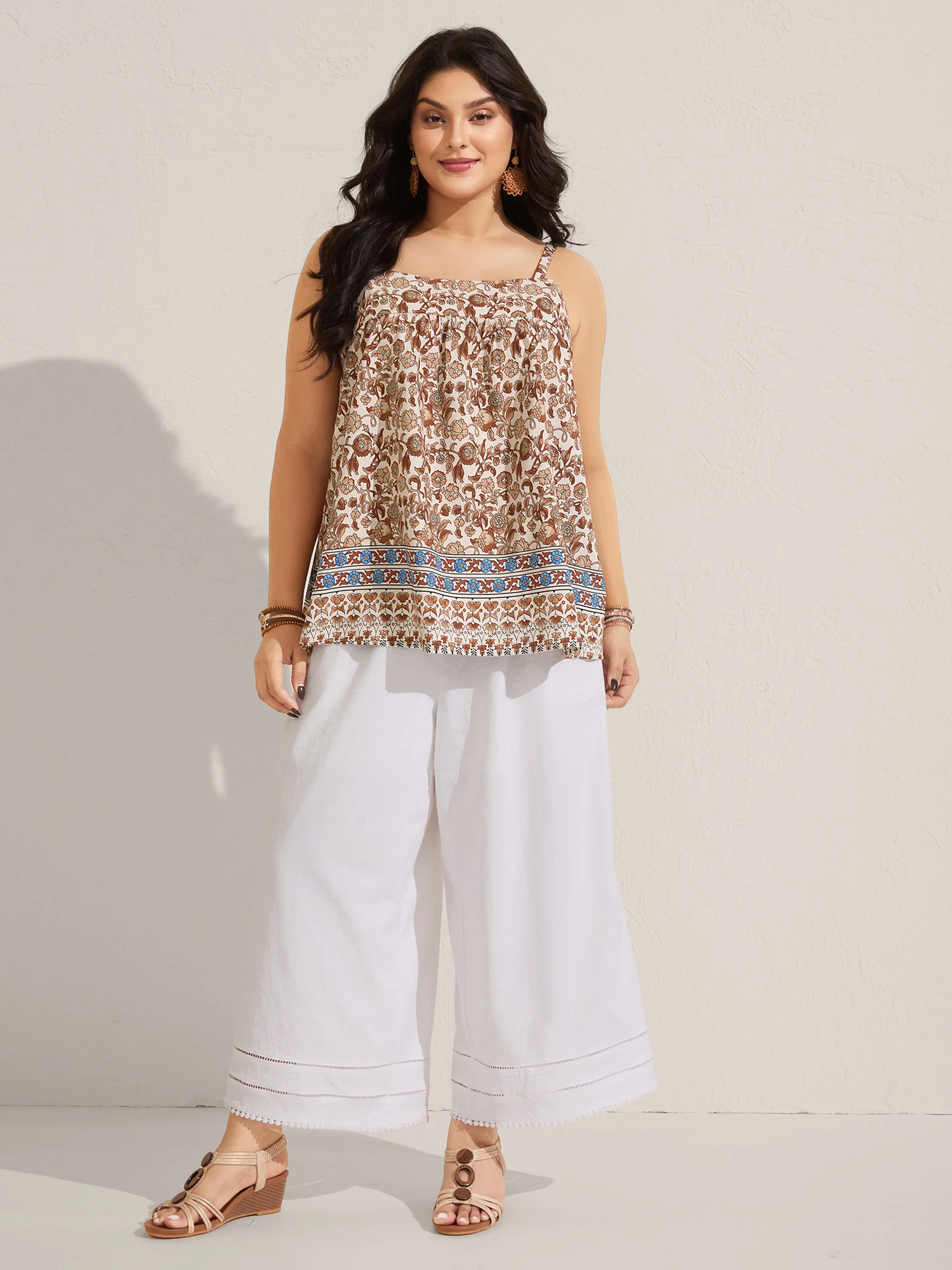 Boho Print Pleated Tank Top - Image 3