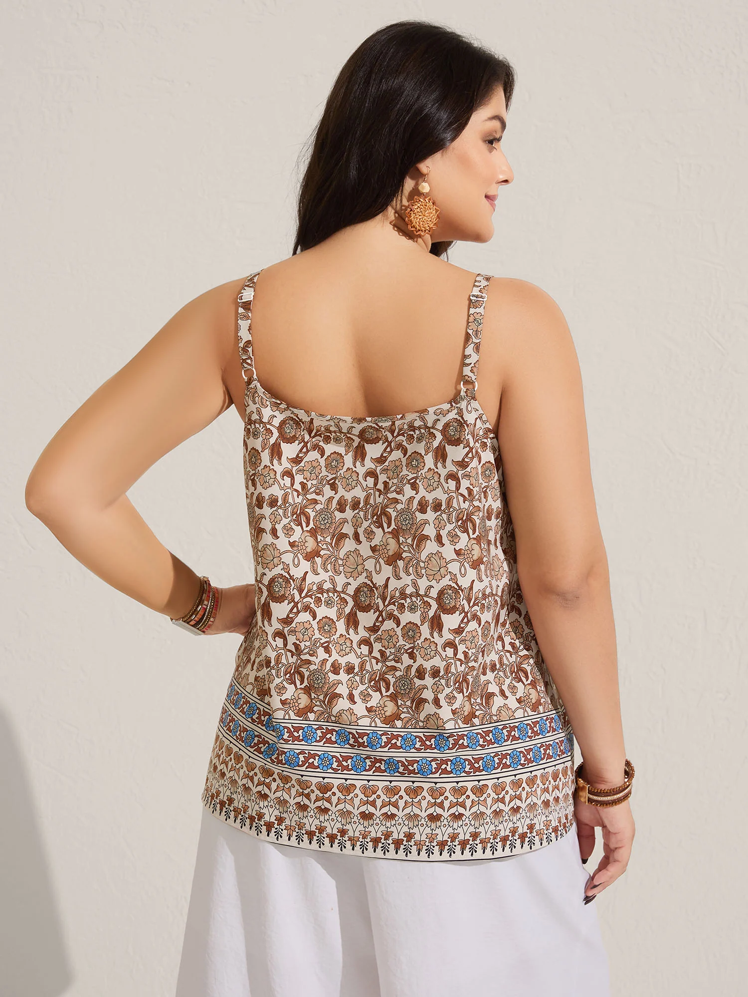 Boho Print Pleated Tank Top - Image 4