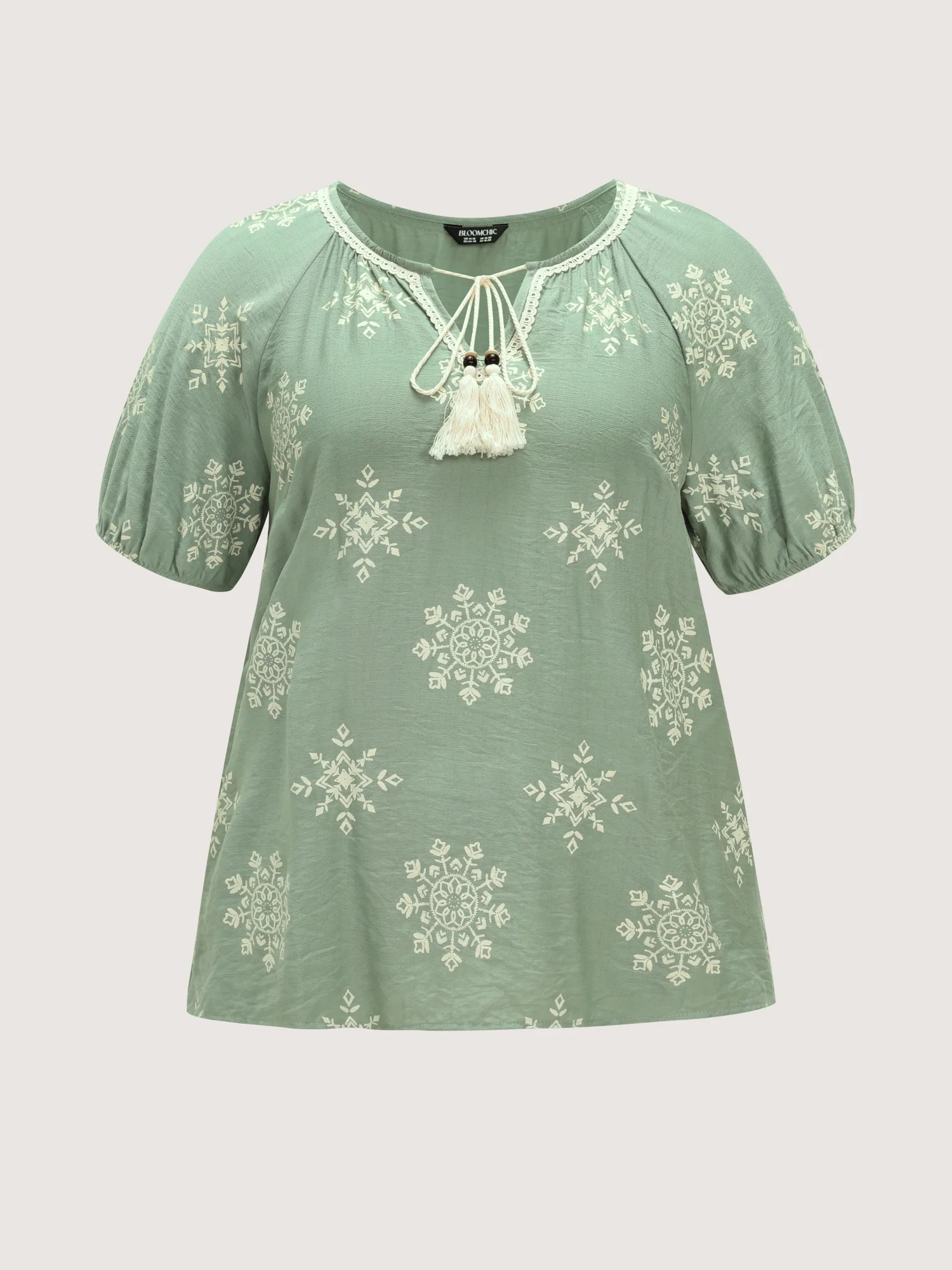 Boho Print Puffy Sleeve Blouse - Image 7
