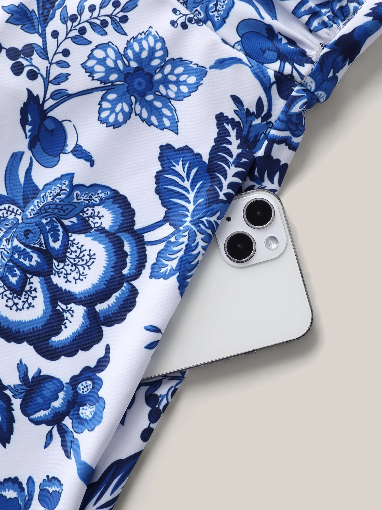 Boho Print Ruched Pockets Swim Dress - Image 6