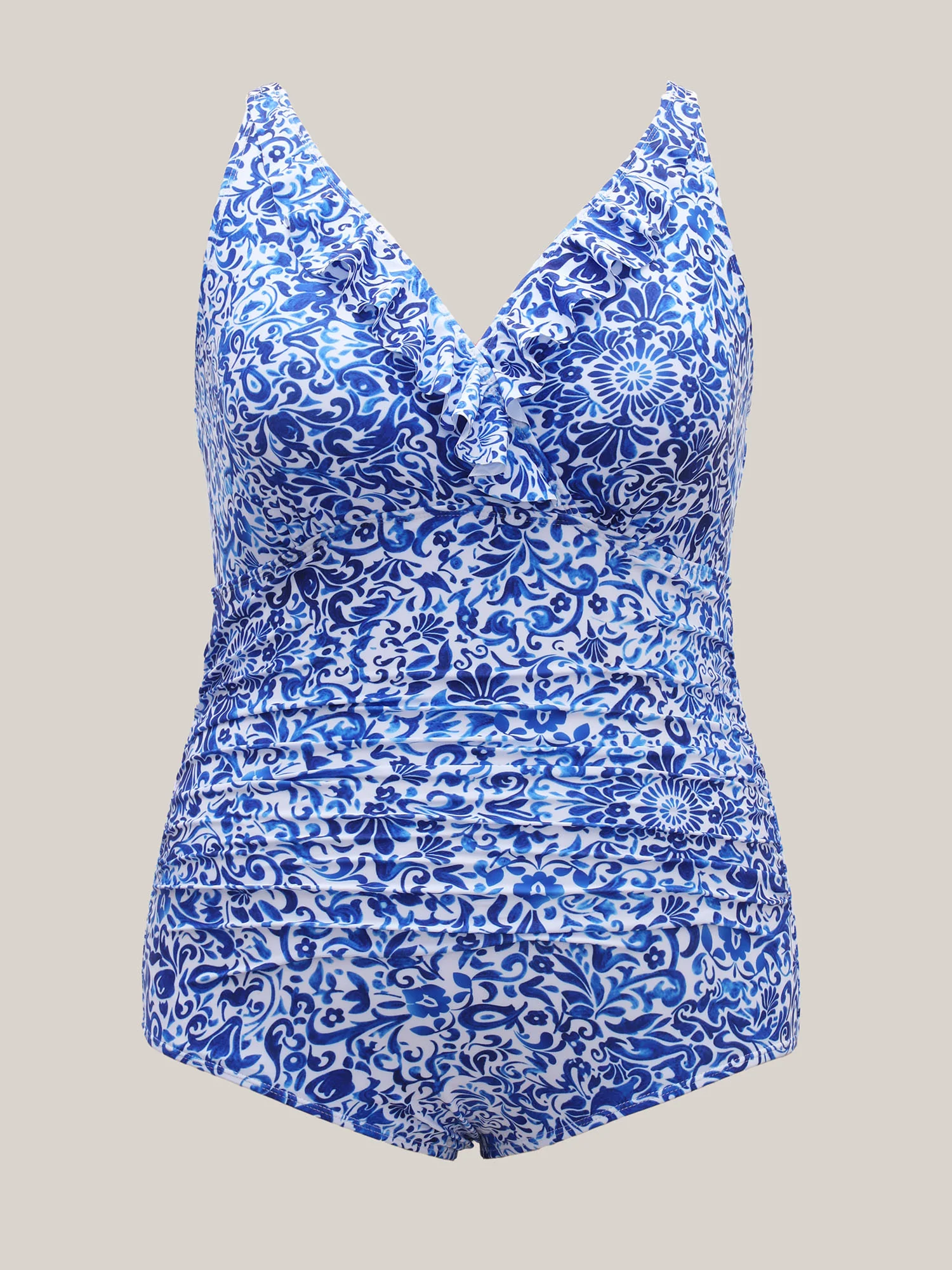 Boho Print Ruffled One-Piece Swimsuit - Image 7