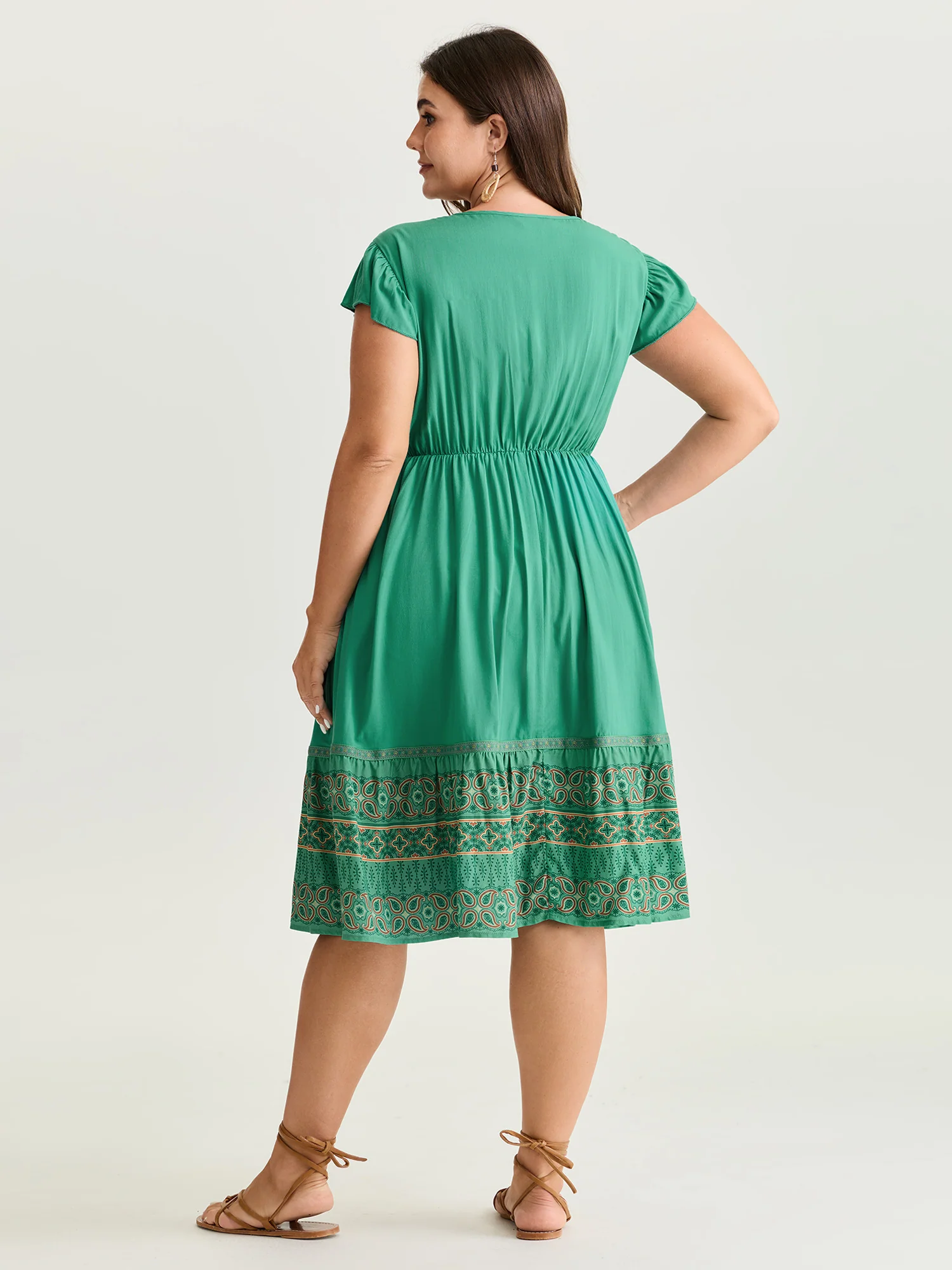 Boho Print Ruffled Sleeve Mini Dress - Image 4