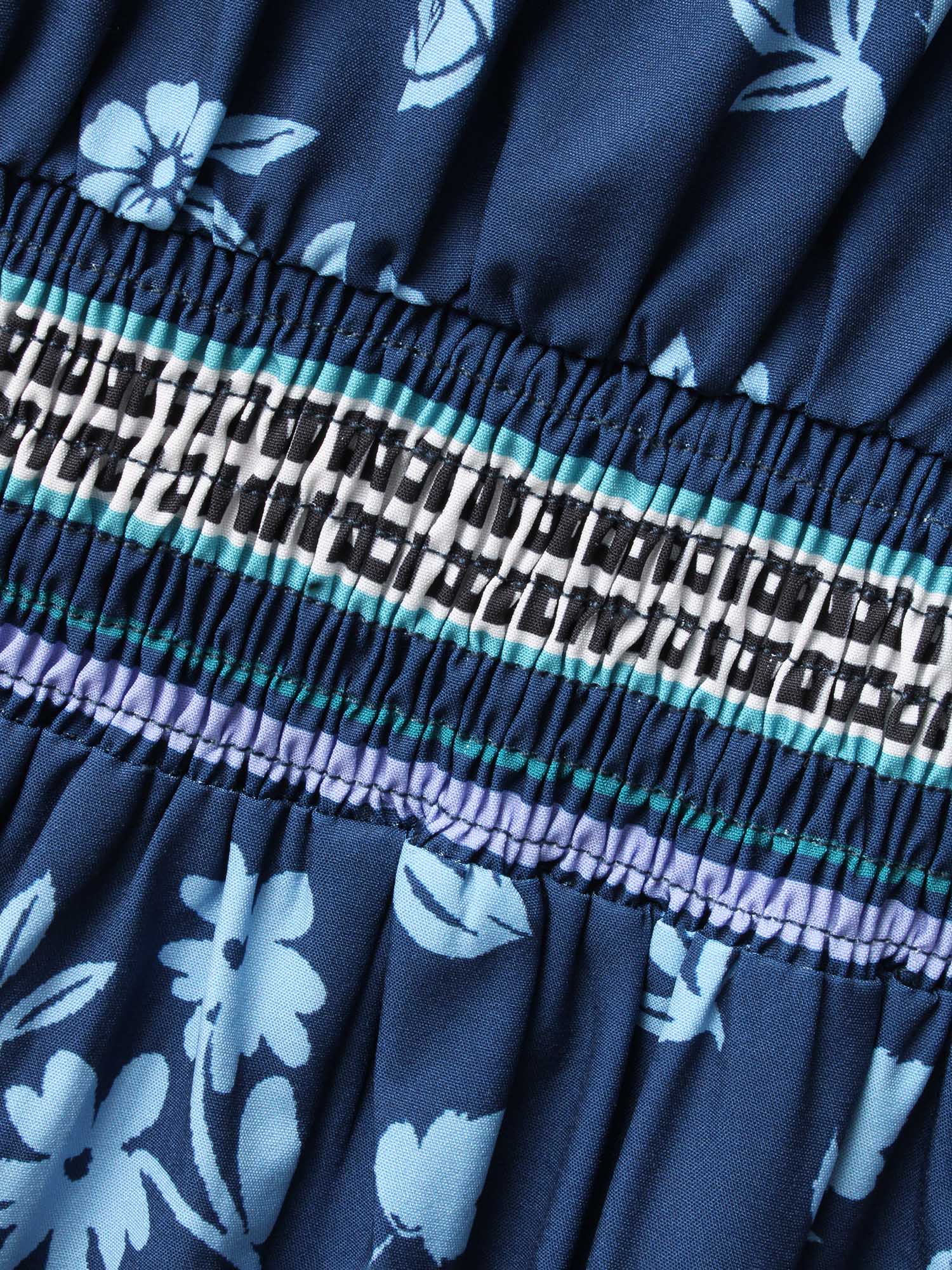 Boho Print Shirred Dolman Sleeve Dress - Image 5