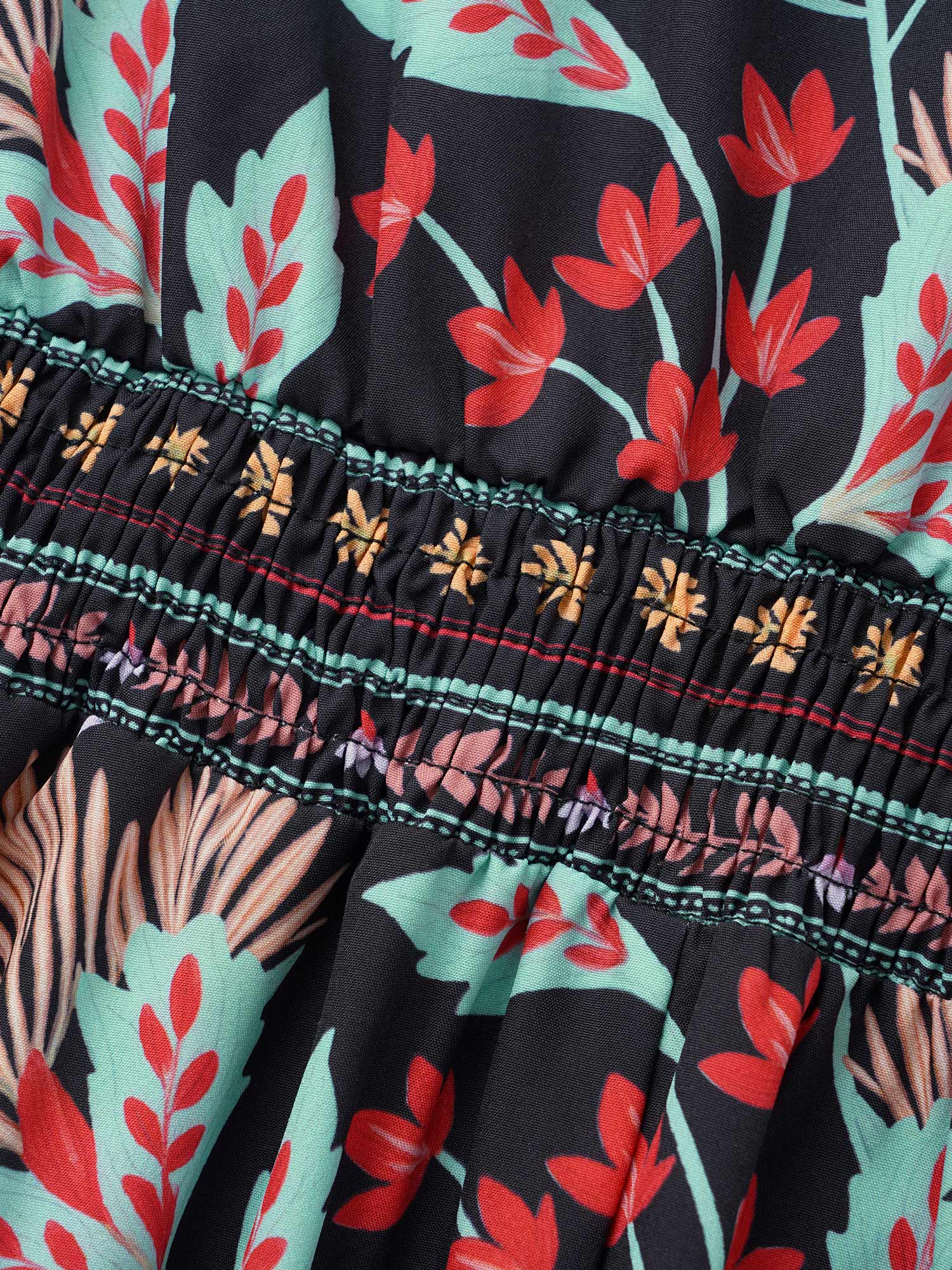 Boho Print Shirred Pocket Midi Dress - Image 6
