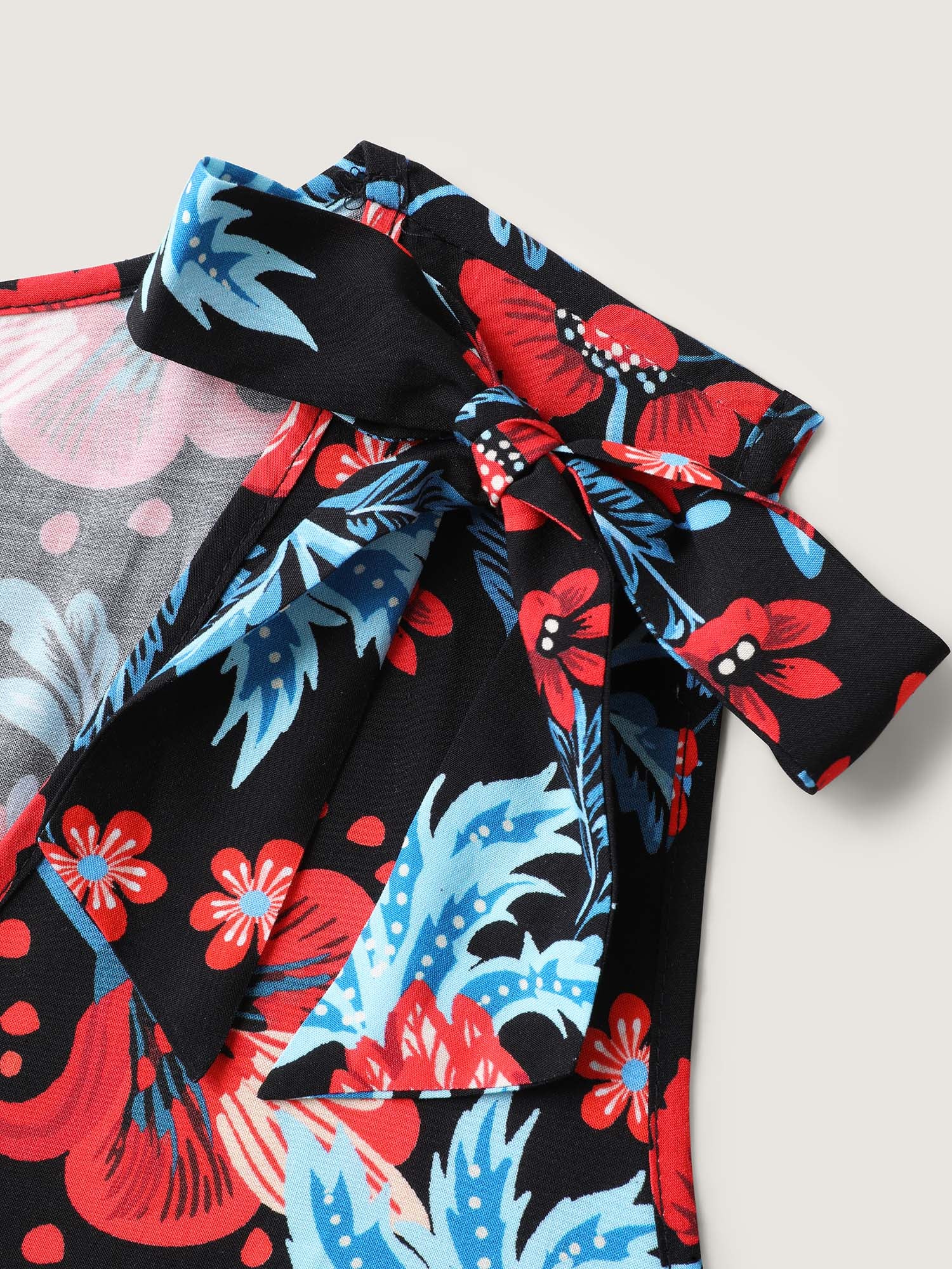 Boho Print Shoulder Tie Midi Dress - Image 5