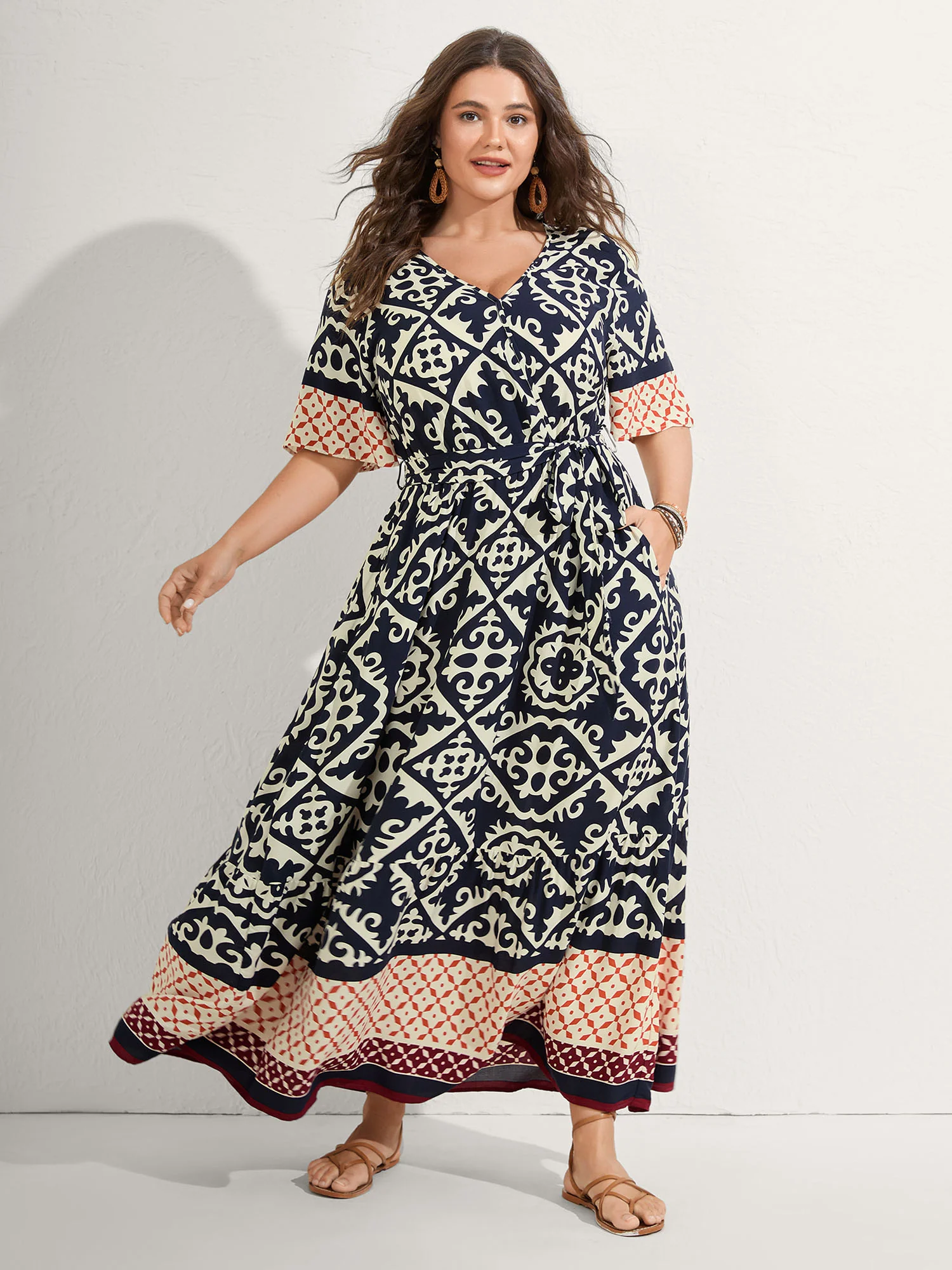 Boho Print Side Tie Maxi Dress - Image 3