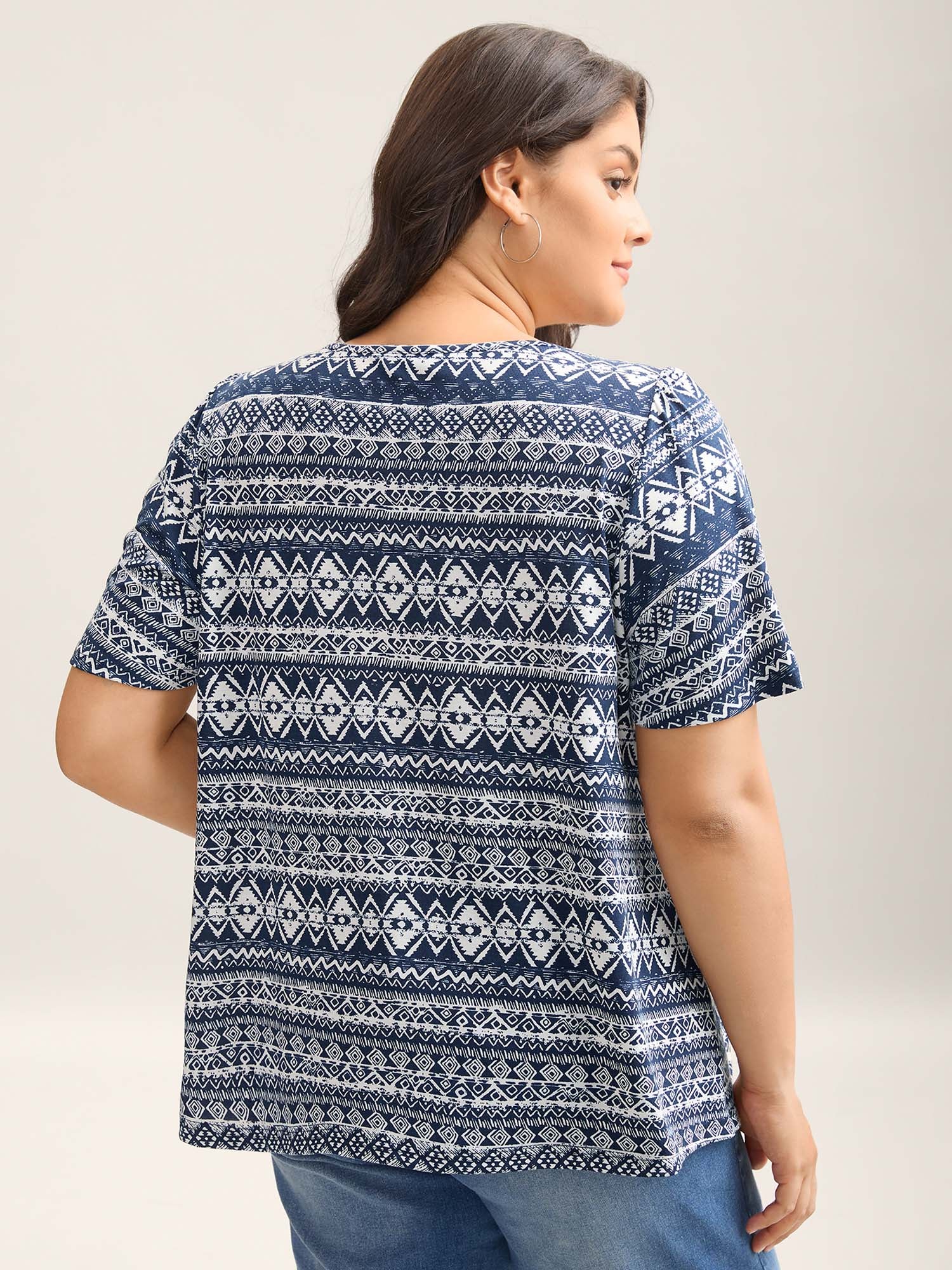 Boho Print Square Neck T-Shirt - Image 4
