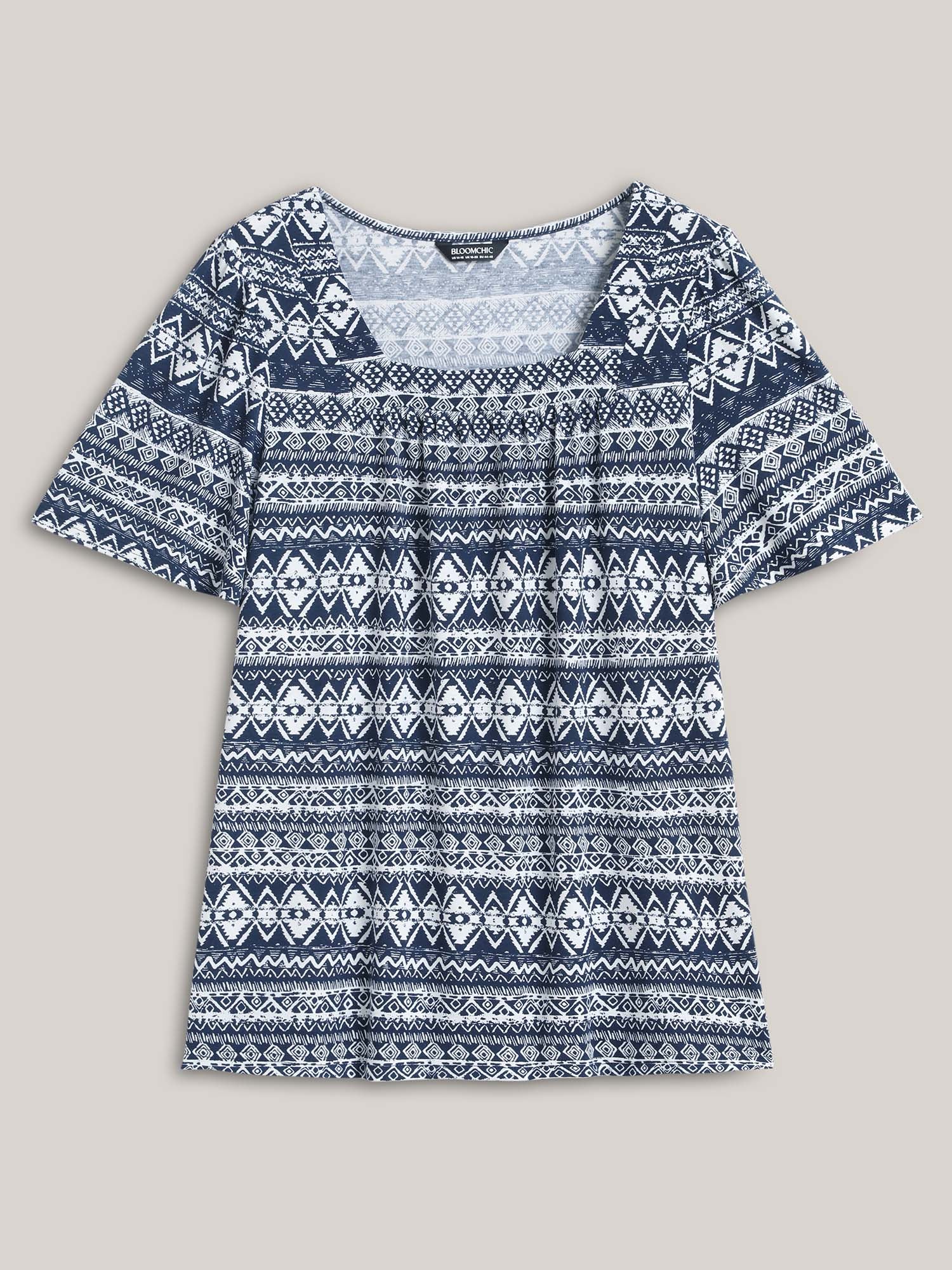 Boho Print Square Neck T-Shirt - Image 5