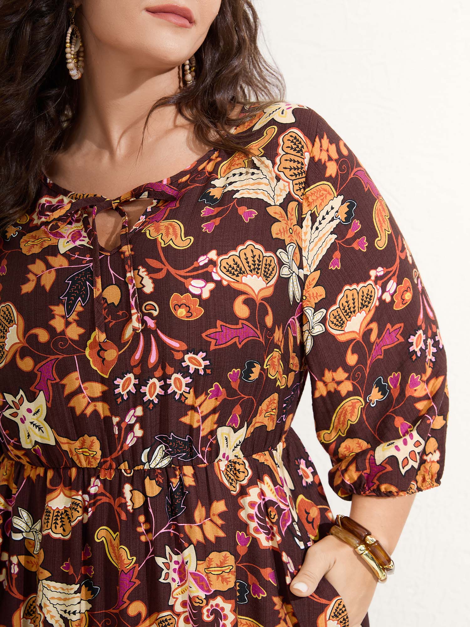 Boho Print Stretchy Waist Maxi Dress - Image 2