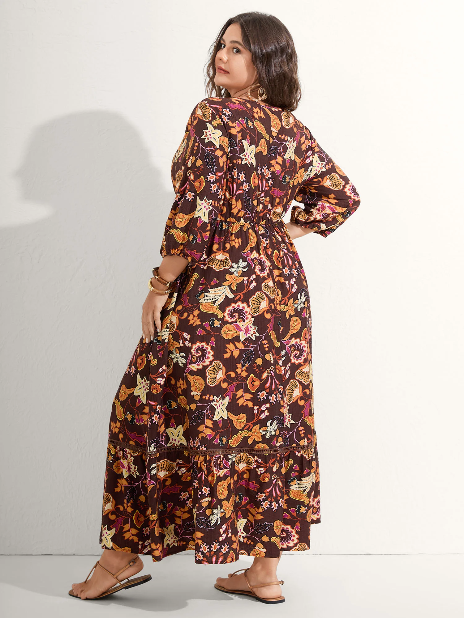 Boho Print Stretchy Waist Maxi Dress - Image 4