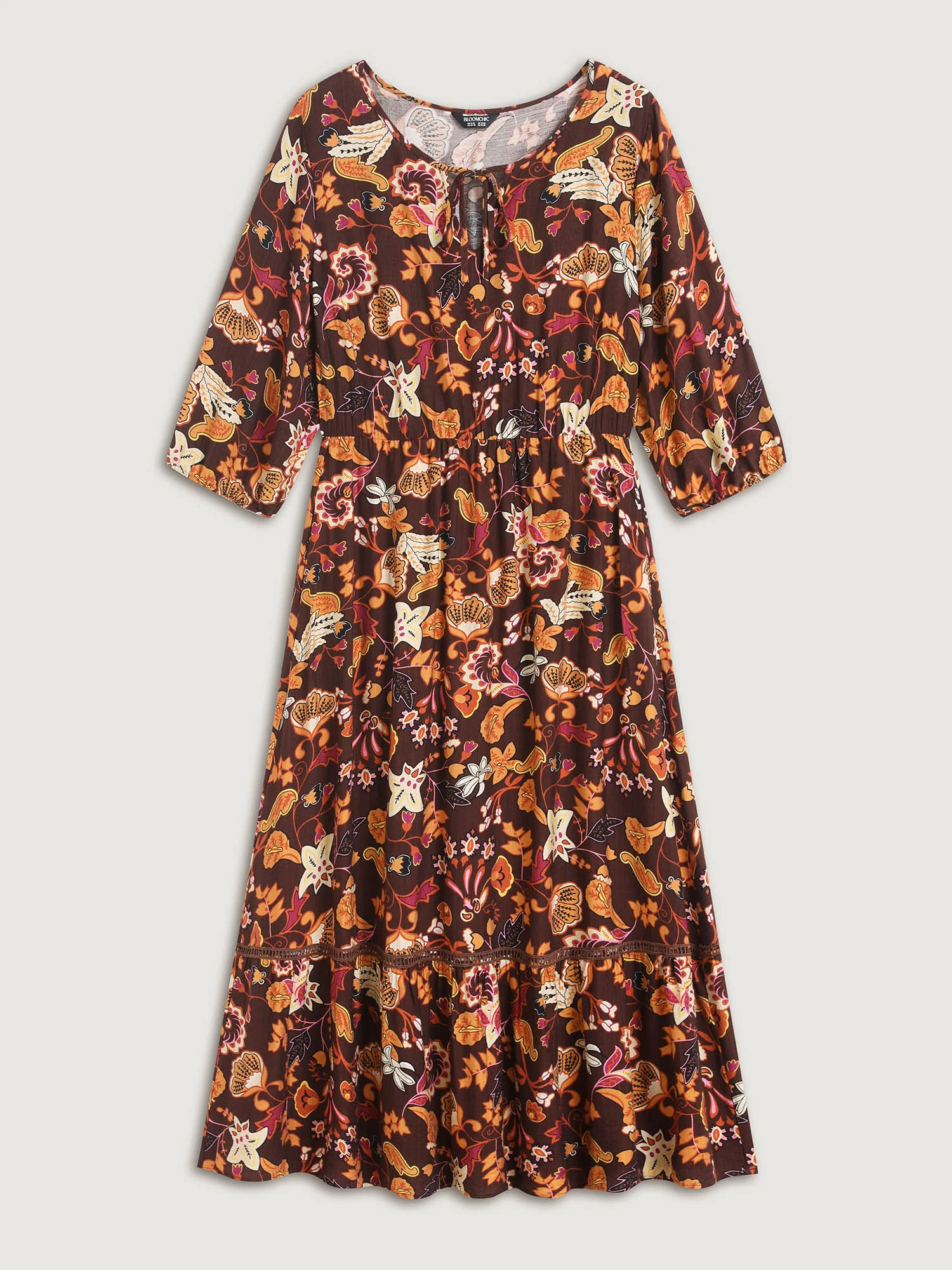Boho Print Stretchy Waist Maxi Dress - Image 7
