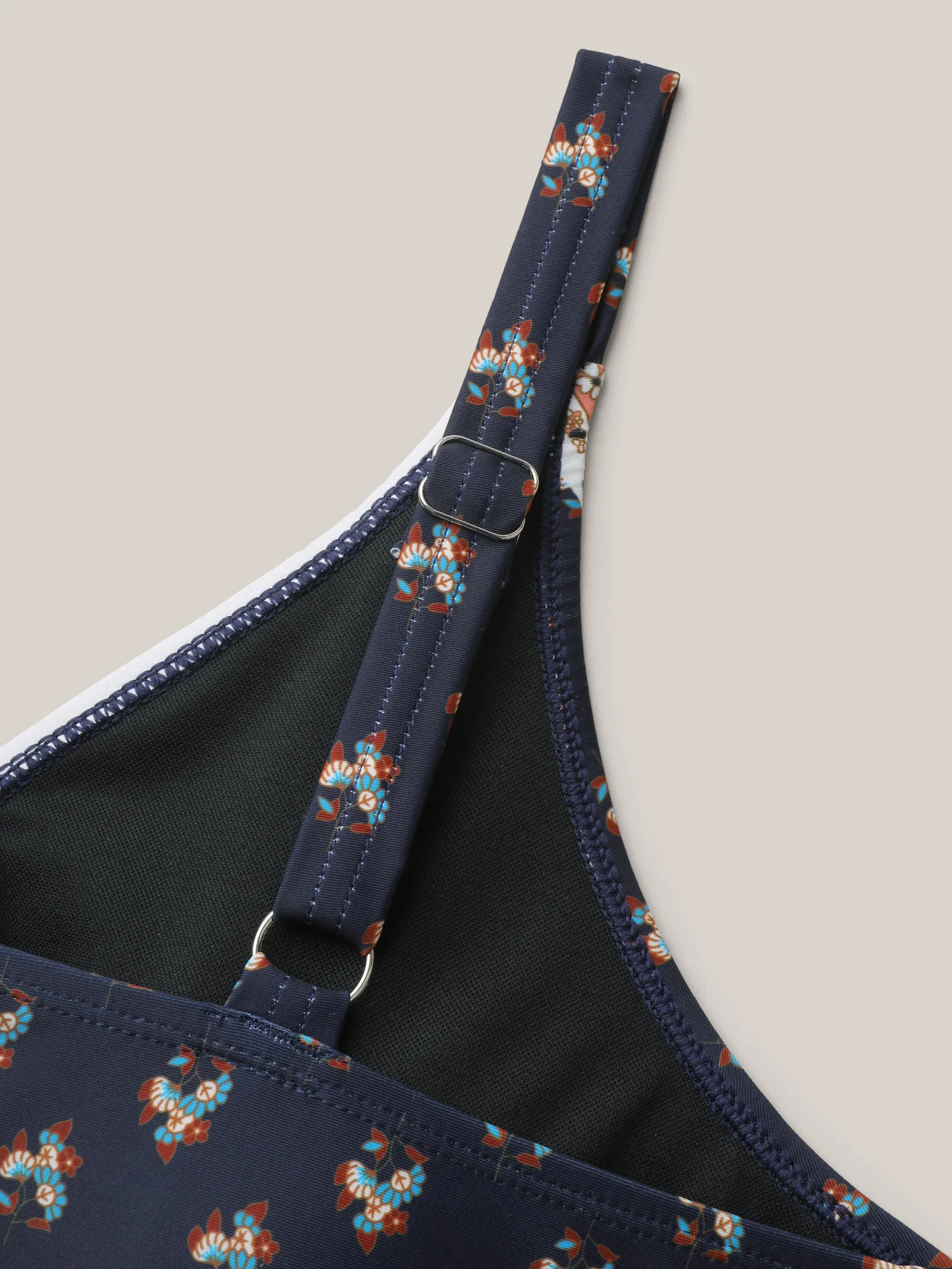 Boho Print Surplice Neck Contrast Swim Dress - Image 7