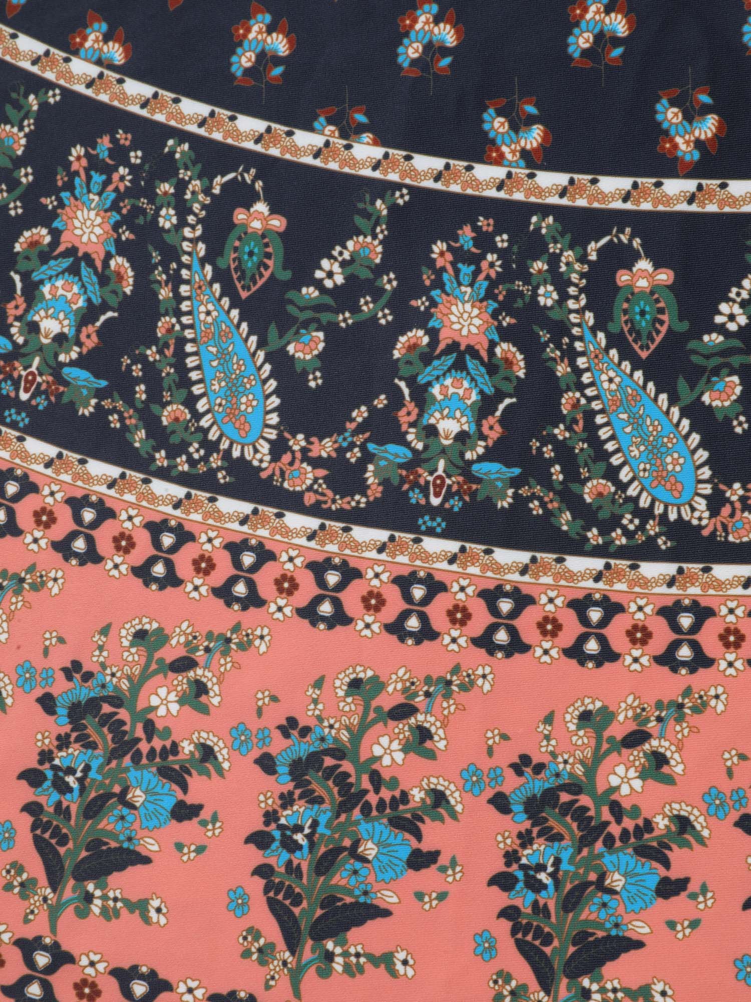 Boho Print Surplice Neck Contrast Swim Dress - Image 8