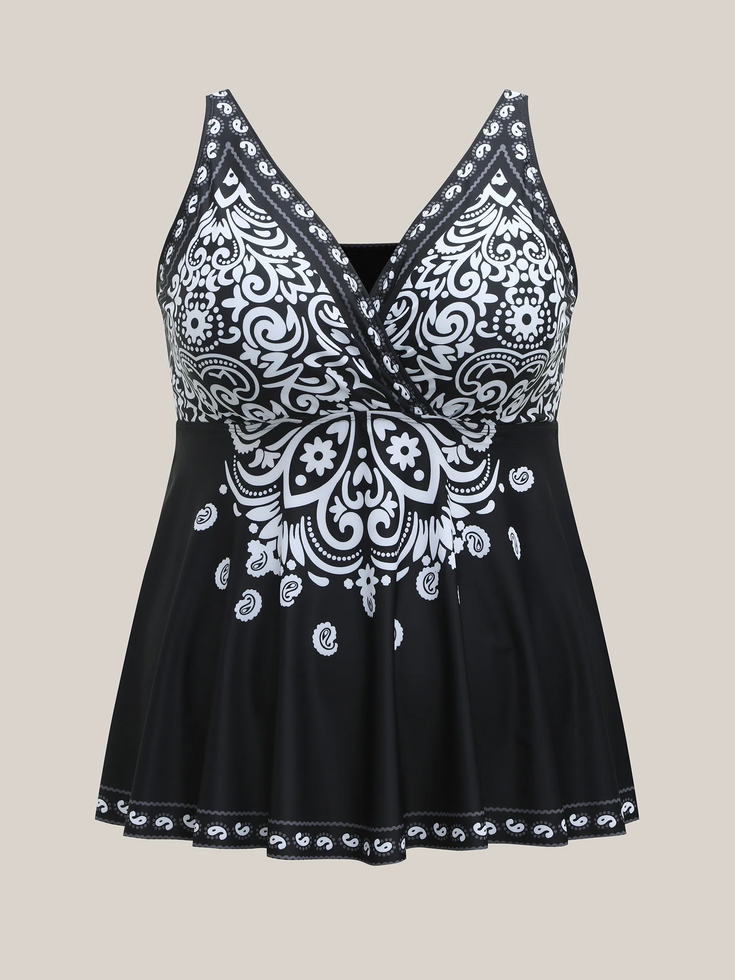 Boho Print Surplice Neck Swim Top - Image 7