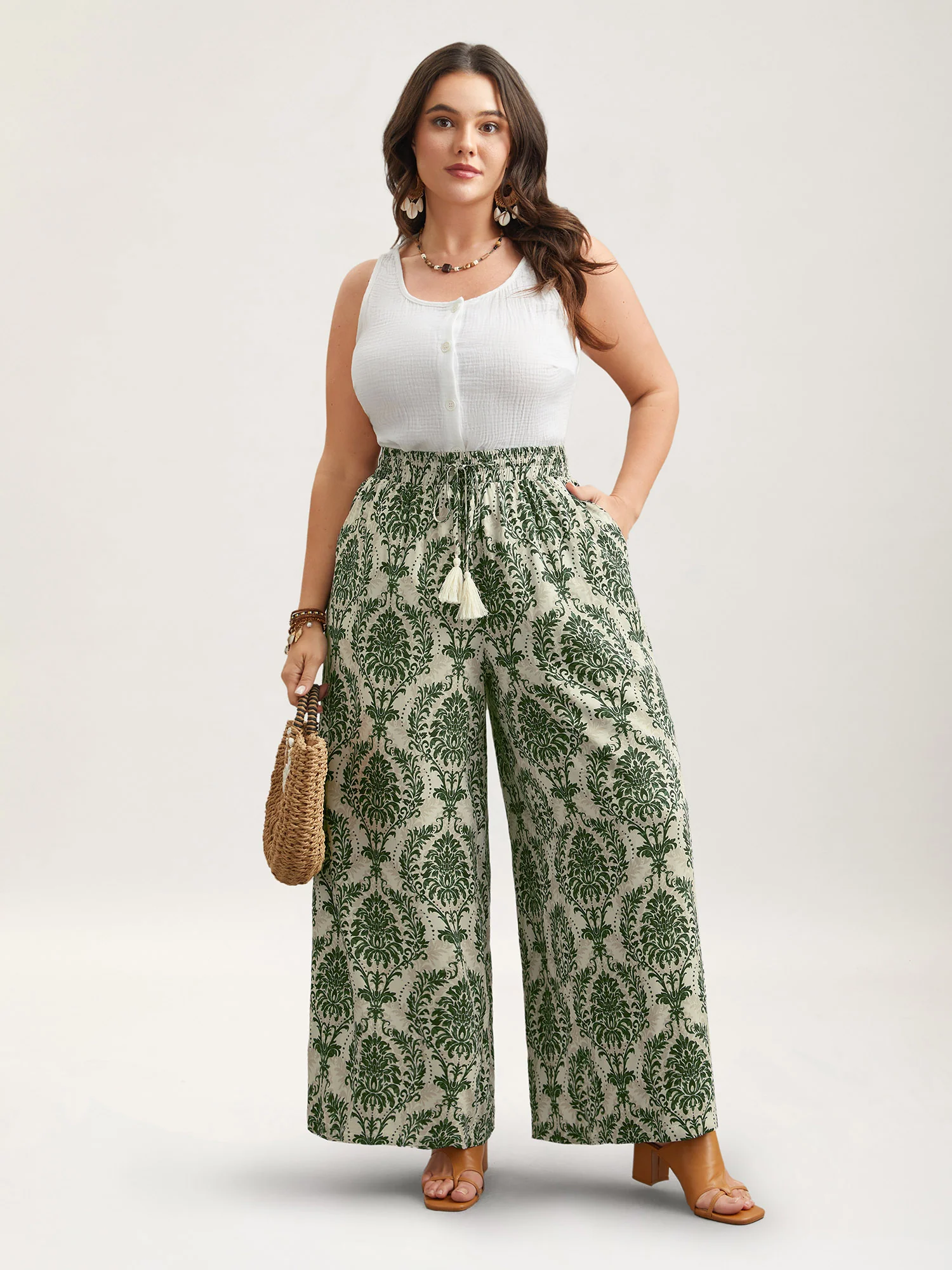 Damask Print Tassel Straight-Leg Pants - Image 10