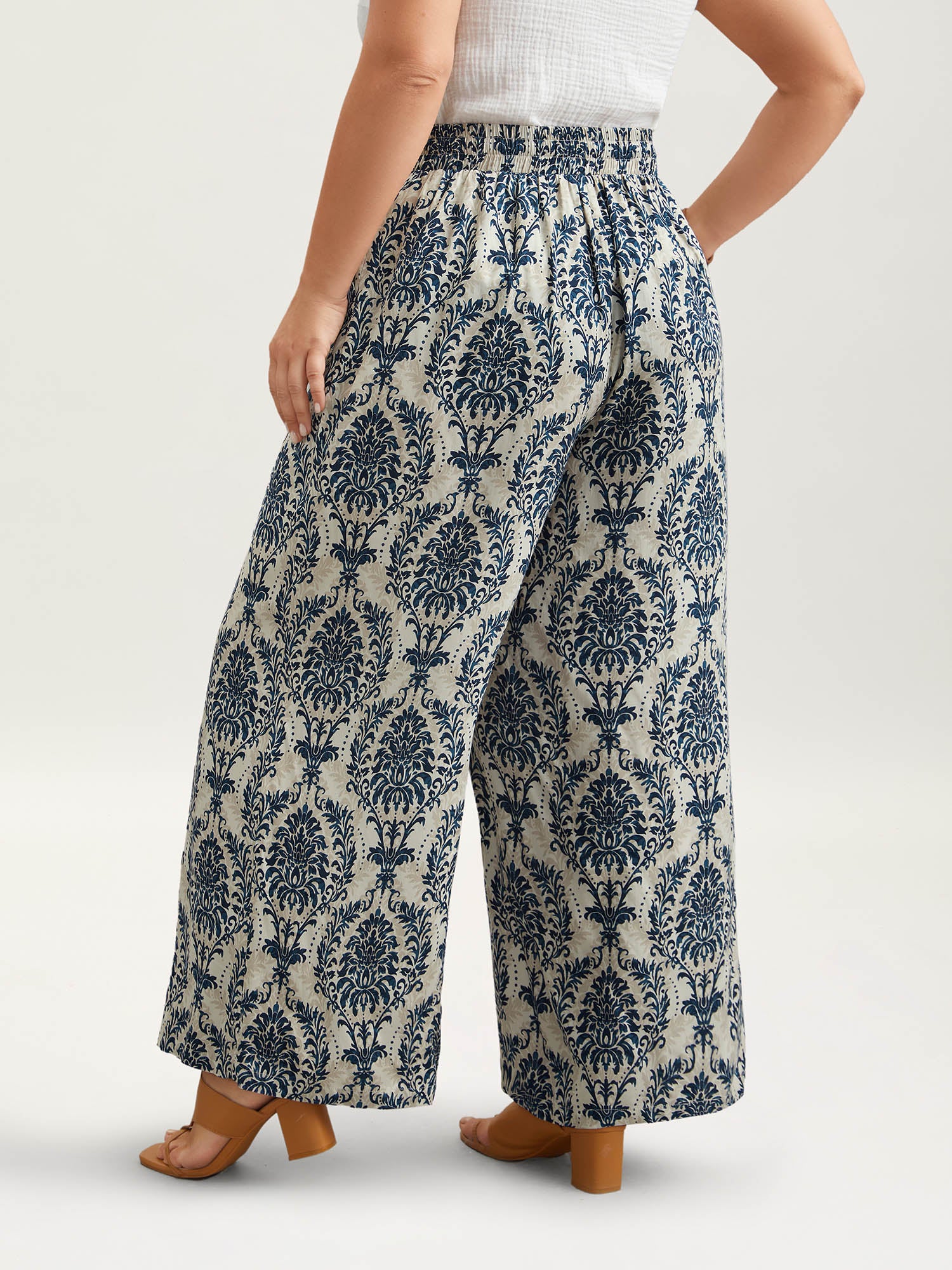 Damask Print Tassel Straight-Leg Pants - Image 5