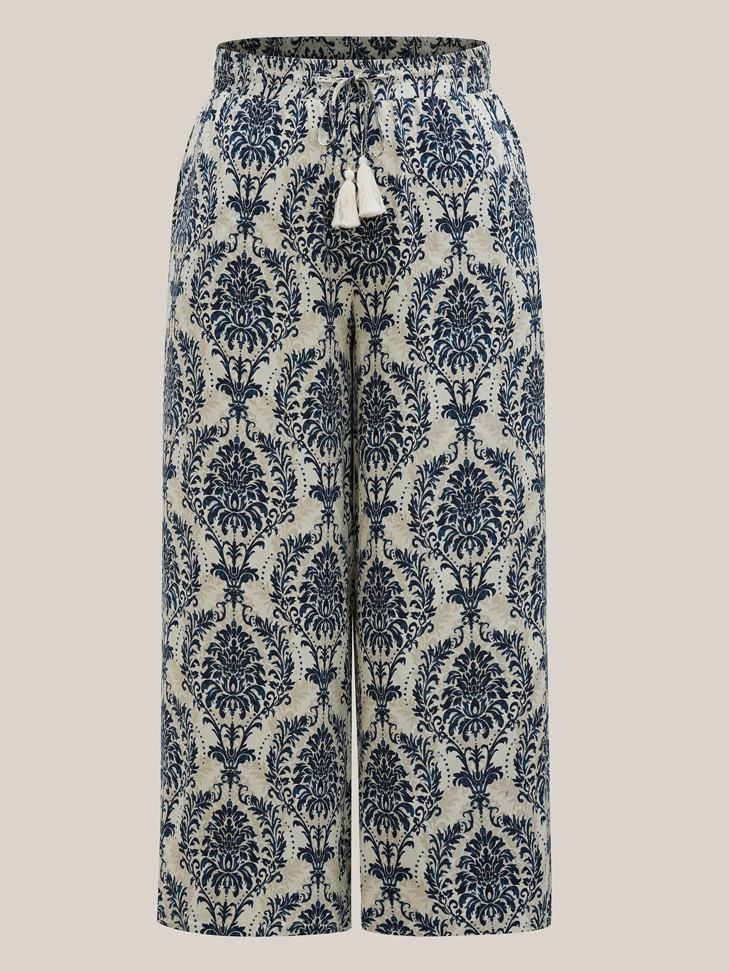 Damask Print Tassel Straight-Leg Pants - Image 8
